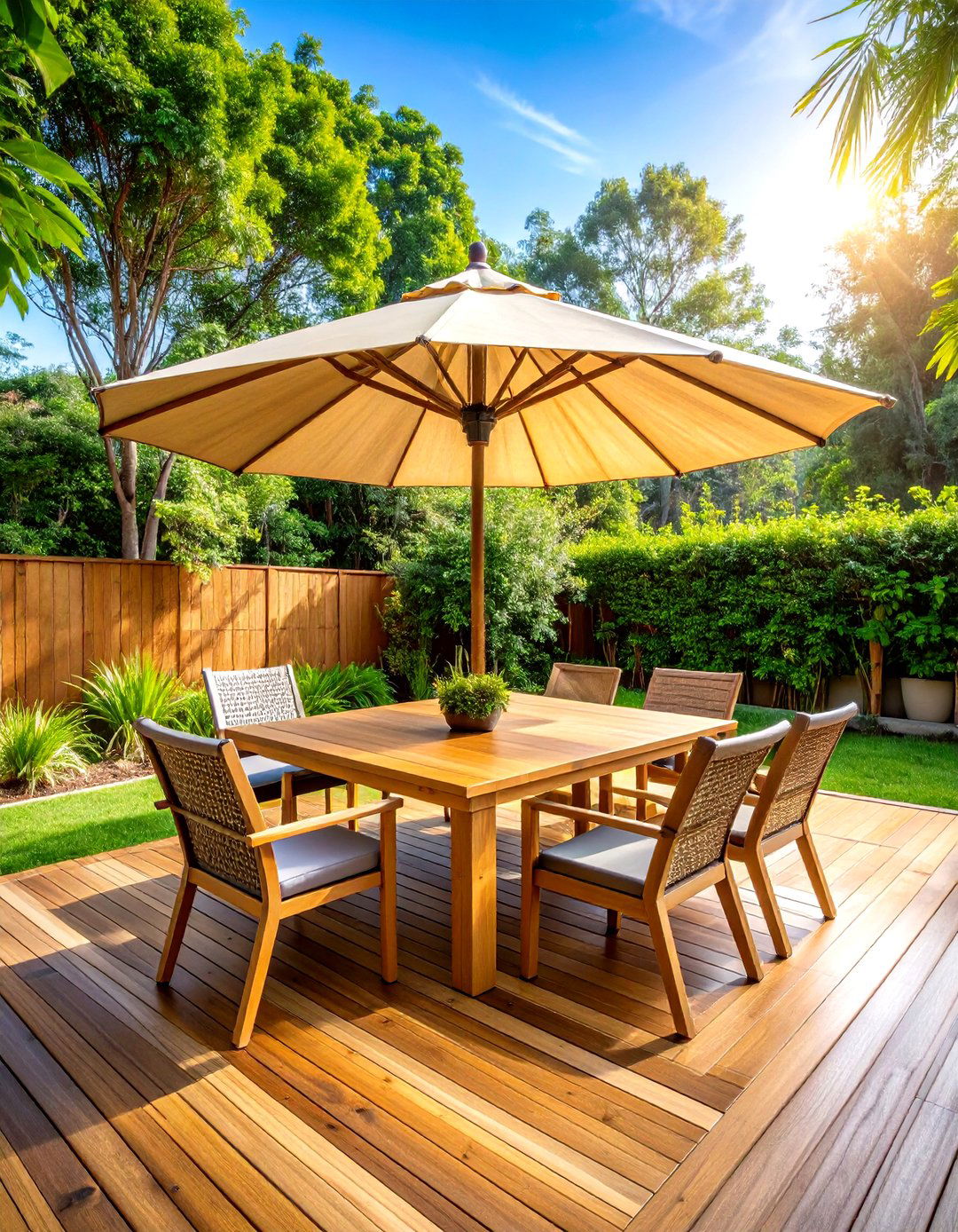 Sustainable Bamboo Deck Dining Space - 25 outdoor dining area ideas