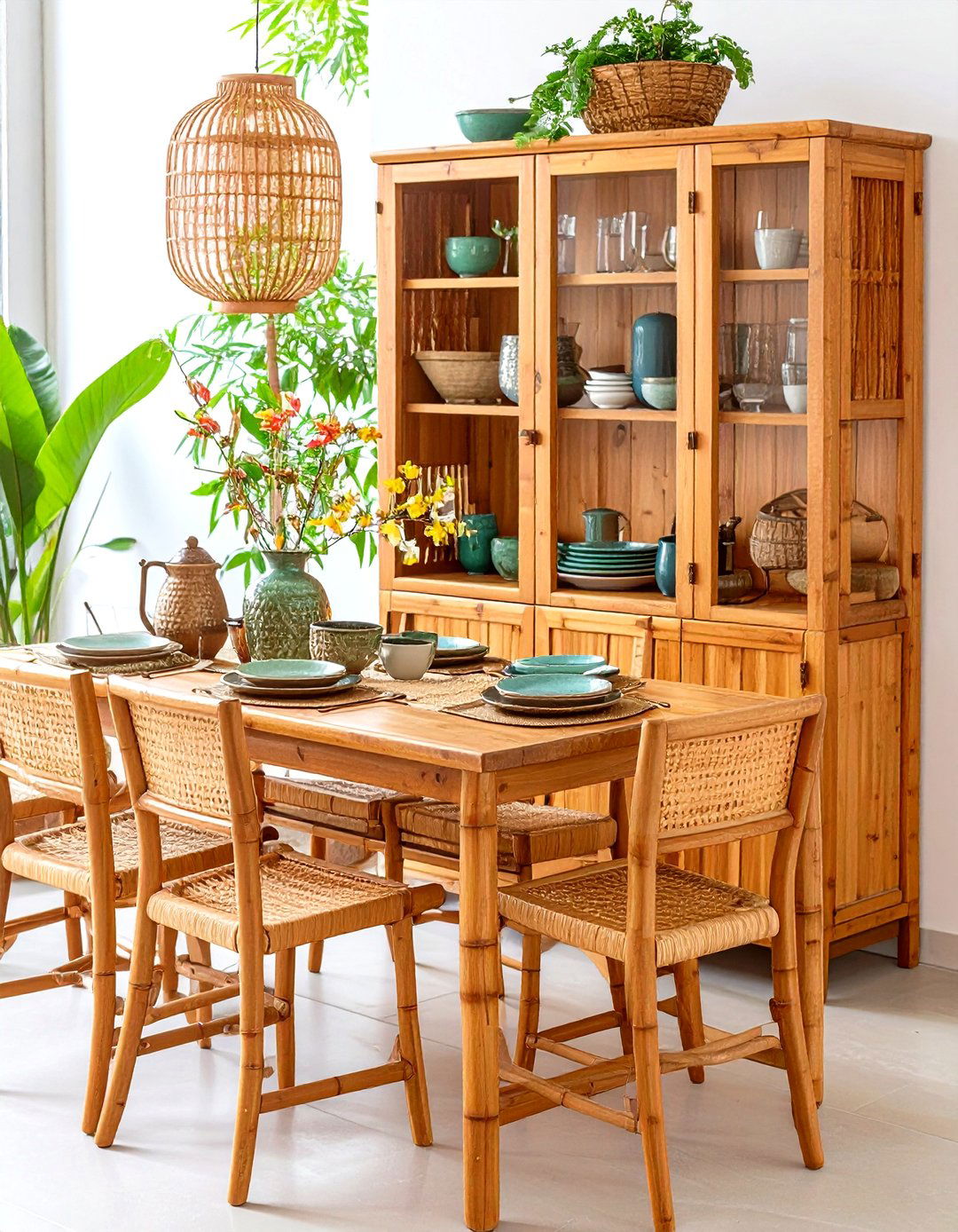 Sustainable Bamboo Hutch - 25 dining room hutch ideas