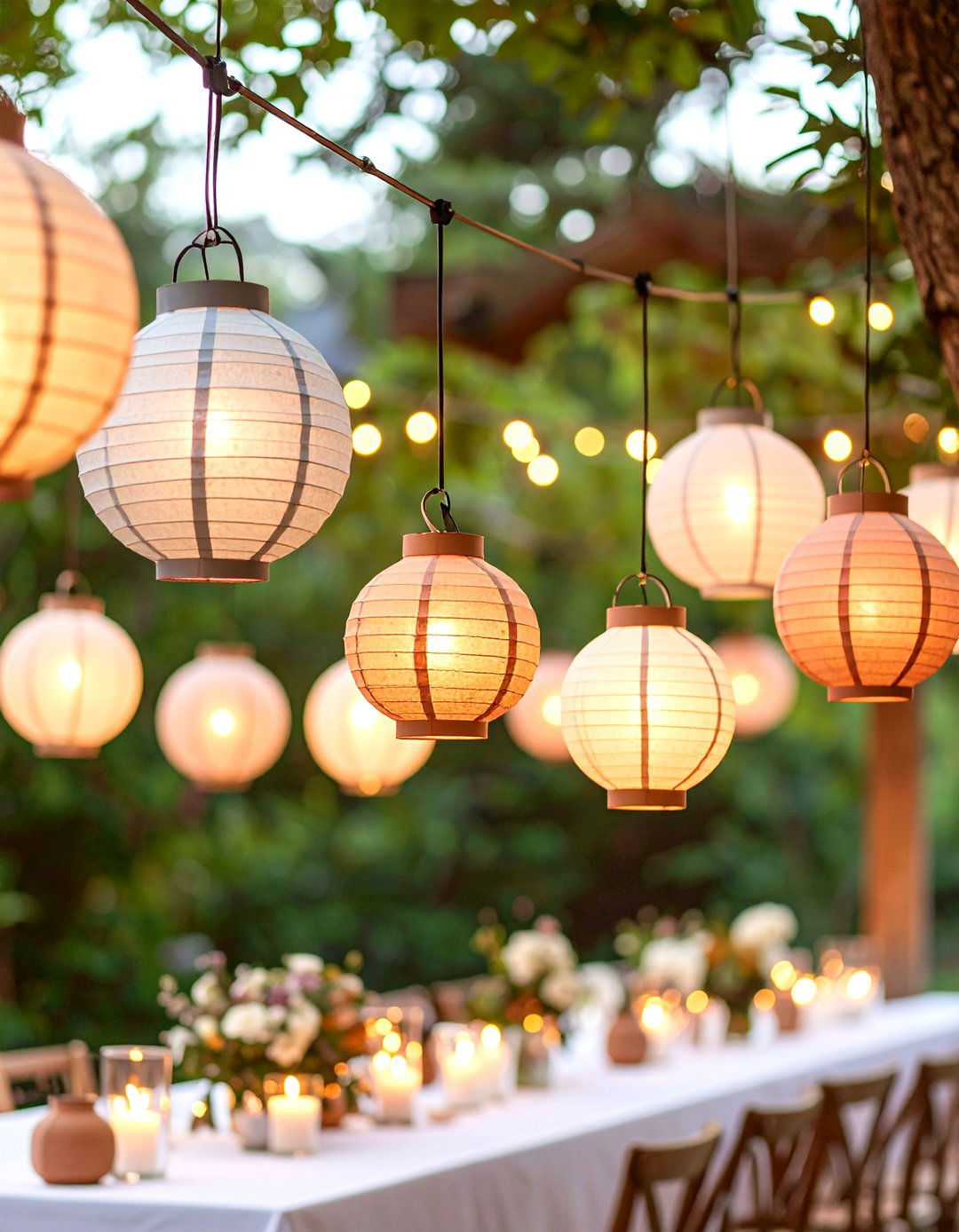 Sustainable Paper Lantern Cluster - 25 party decoration ideas
