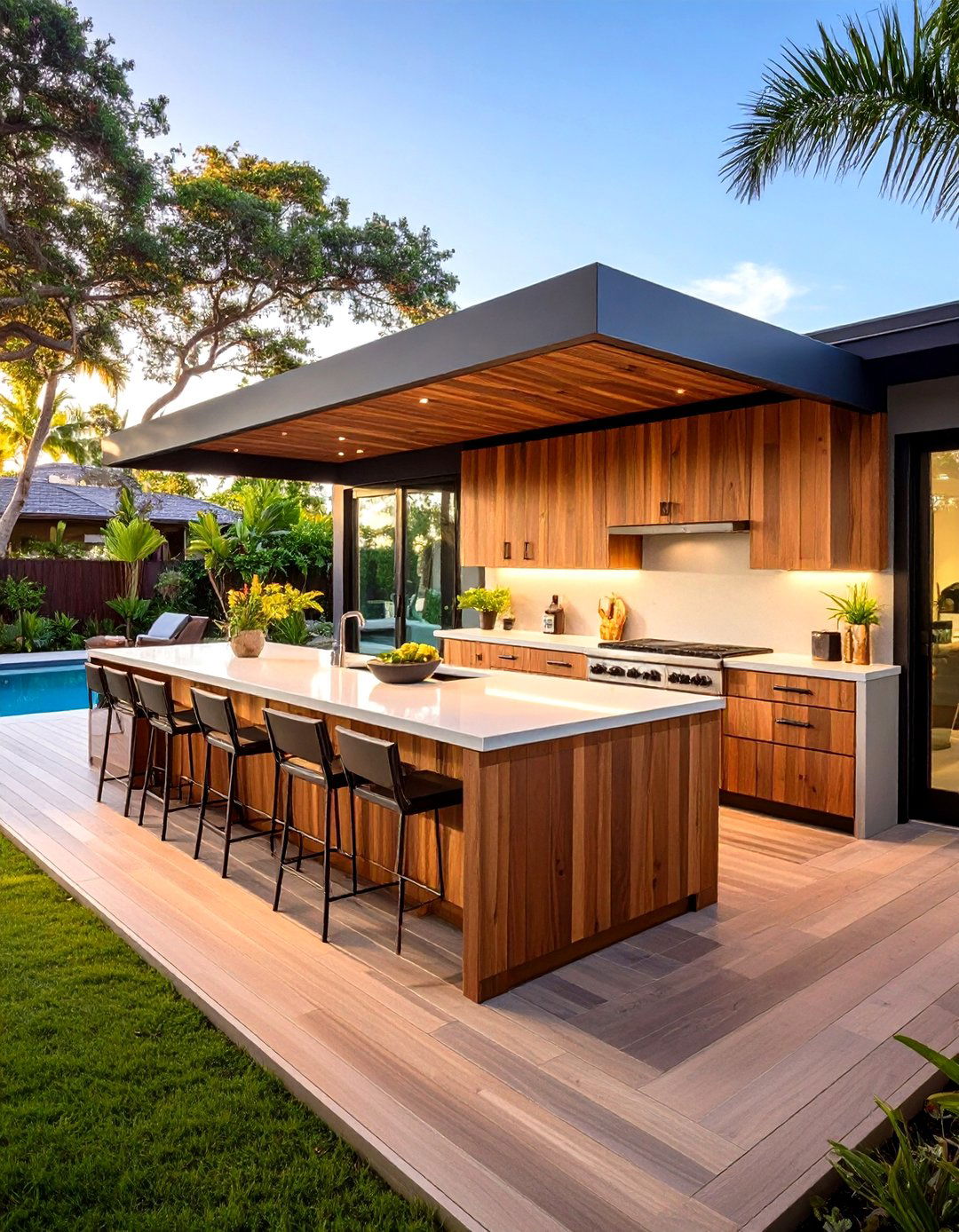Sustainable Teak Outdoor Kitchen Island - 25 outdoor kitchen island ideas