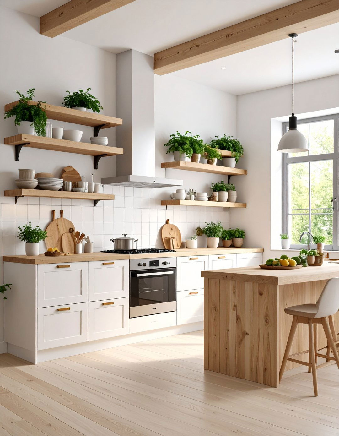 Swap Upper Cabinets for Airy Open Shelves - 25 one wall kitchen ideas