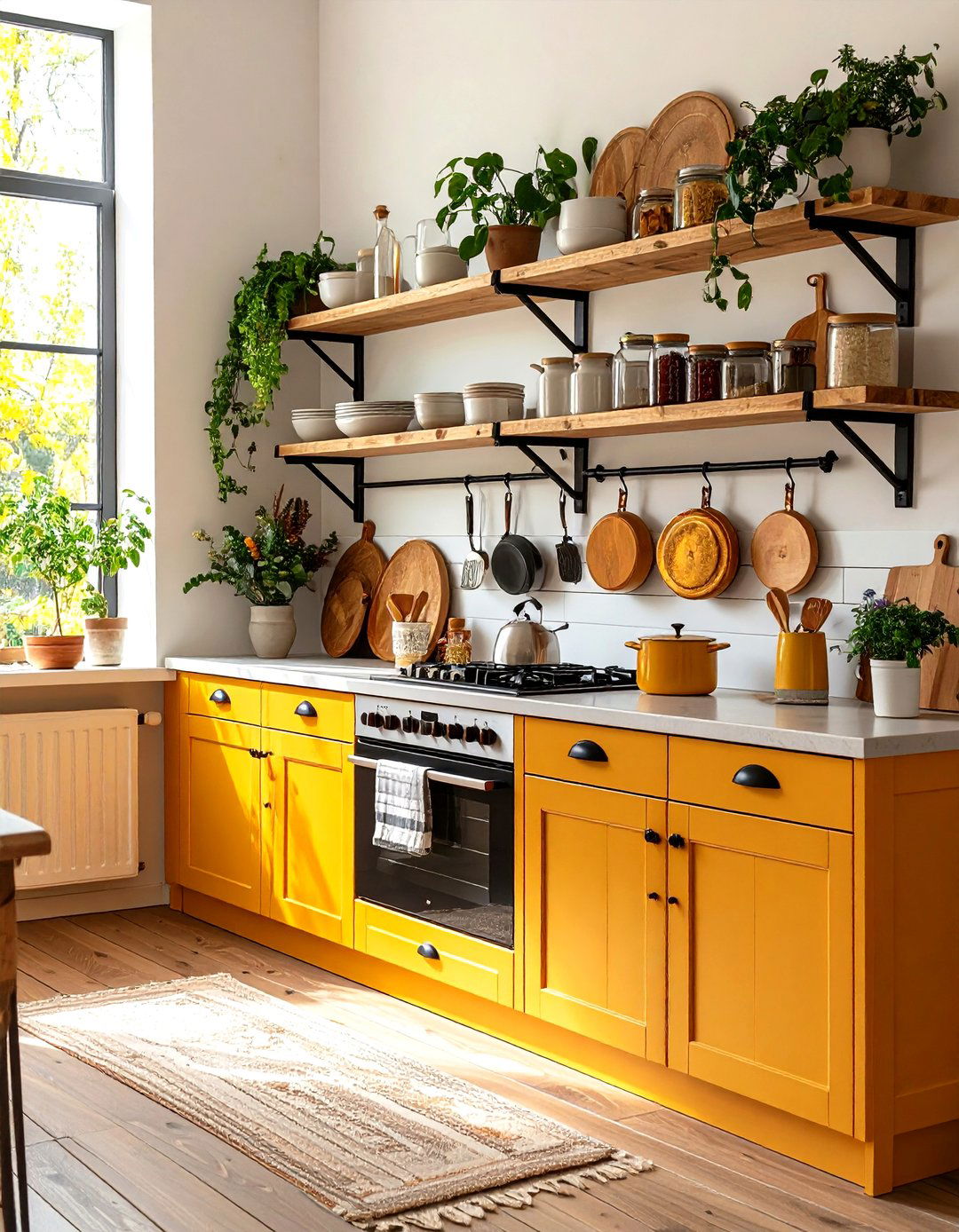 Swap Upper Cabinets for Open Shelving - 25 farmhouse kitchen ideas