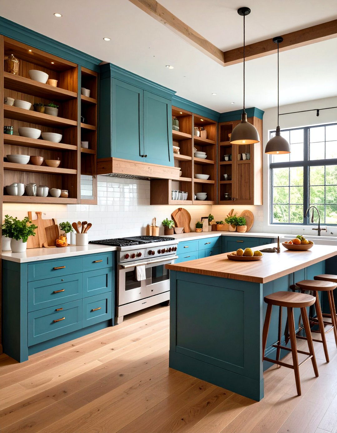 Swap Upper Cabinets on One Side for Open Shelving - 25 parallel modular kitchen design ideas