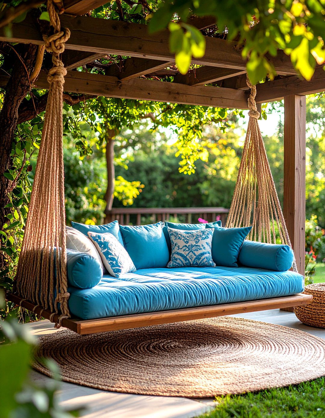 Swing Bed Daybed Outdoor Seating Under the Trees - 25 outdoor seating ideas