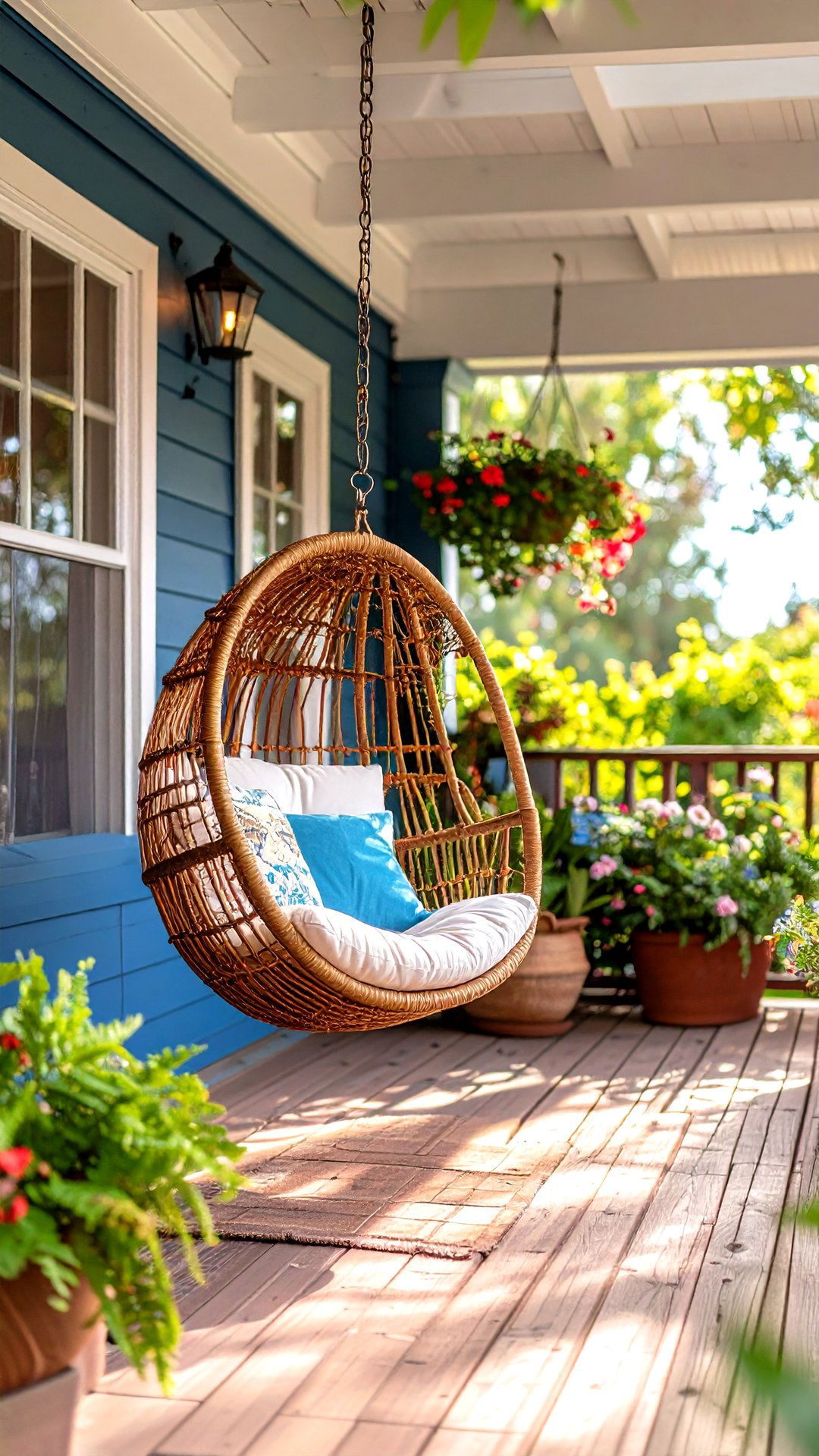 Swing Chairs Create a Relaxed Boho House Exterior Porch - 25 boho house exterior ideas