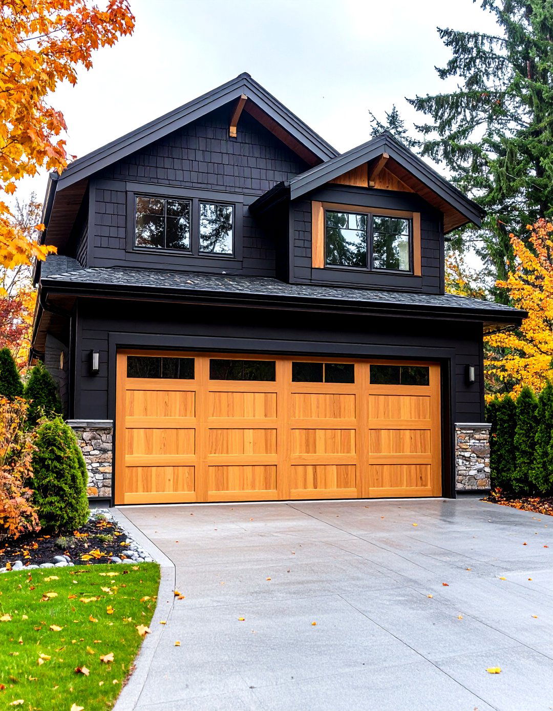 Swiss Coffee Cozy White Paint Color for Garage Doors - 25 paint colors for a modern black house with cedar accents