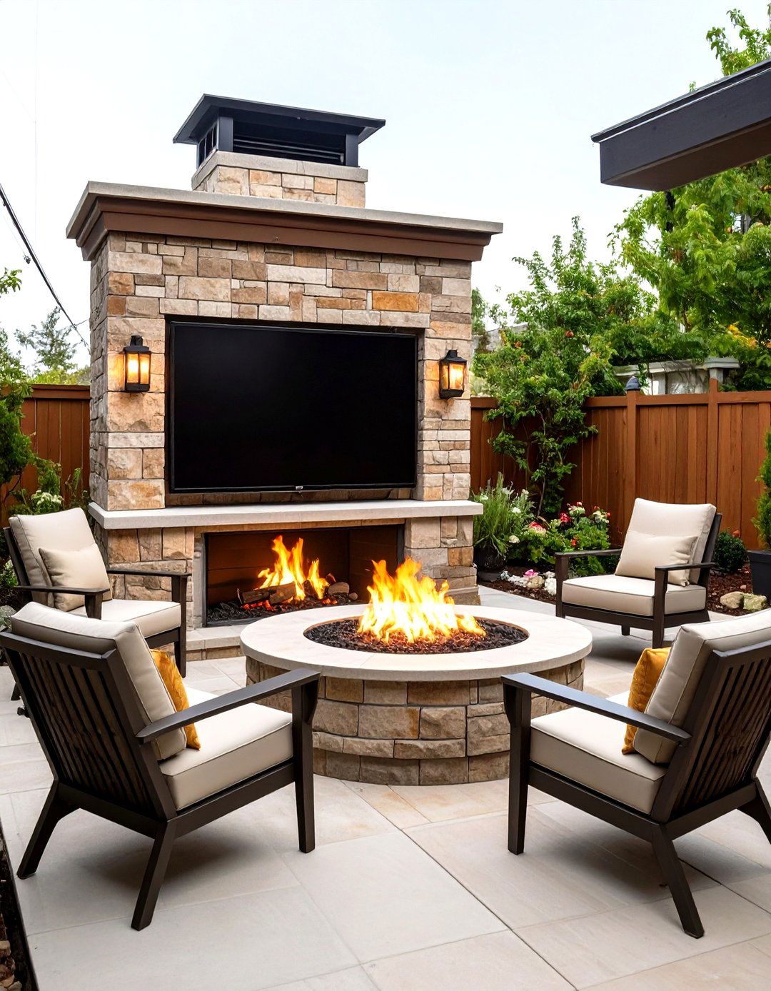 Swivel Arm Firepit Theater - 25 outdoor tv ideas