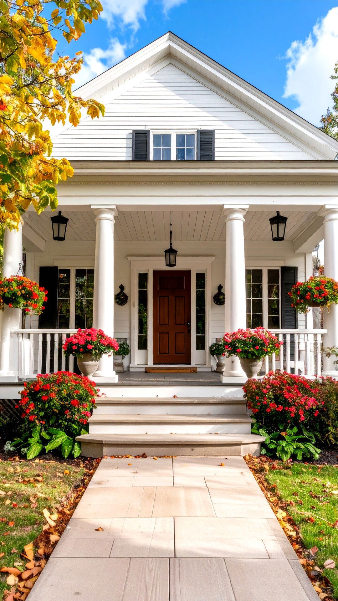 Symmetrical Columned Entry Establishes Instant Order - 25 colonial front porch ideas