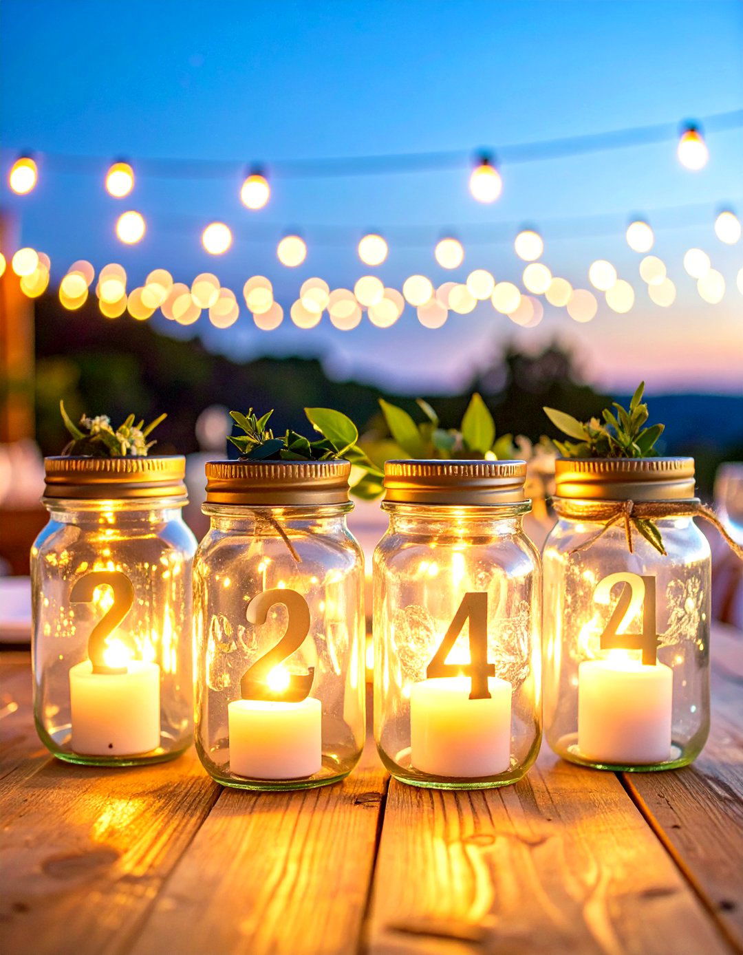Table Number Luminary Jar - 25 mason jar wedding centerpieces
