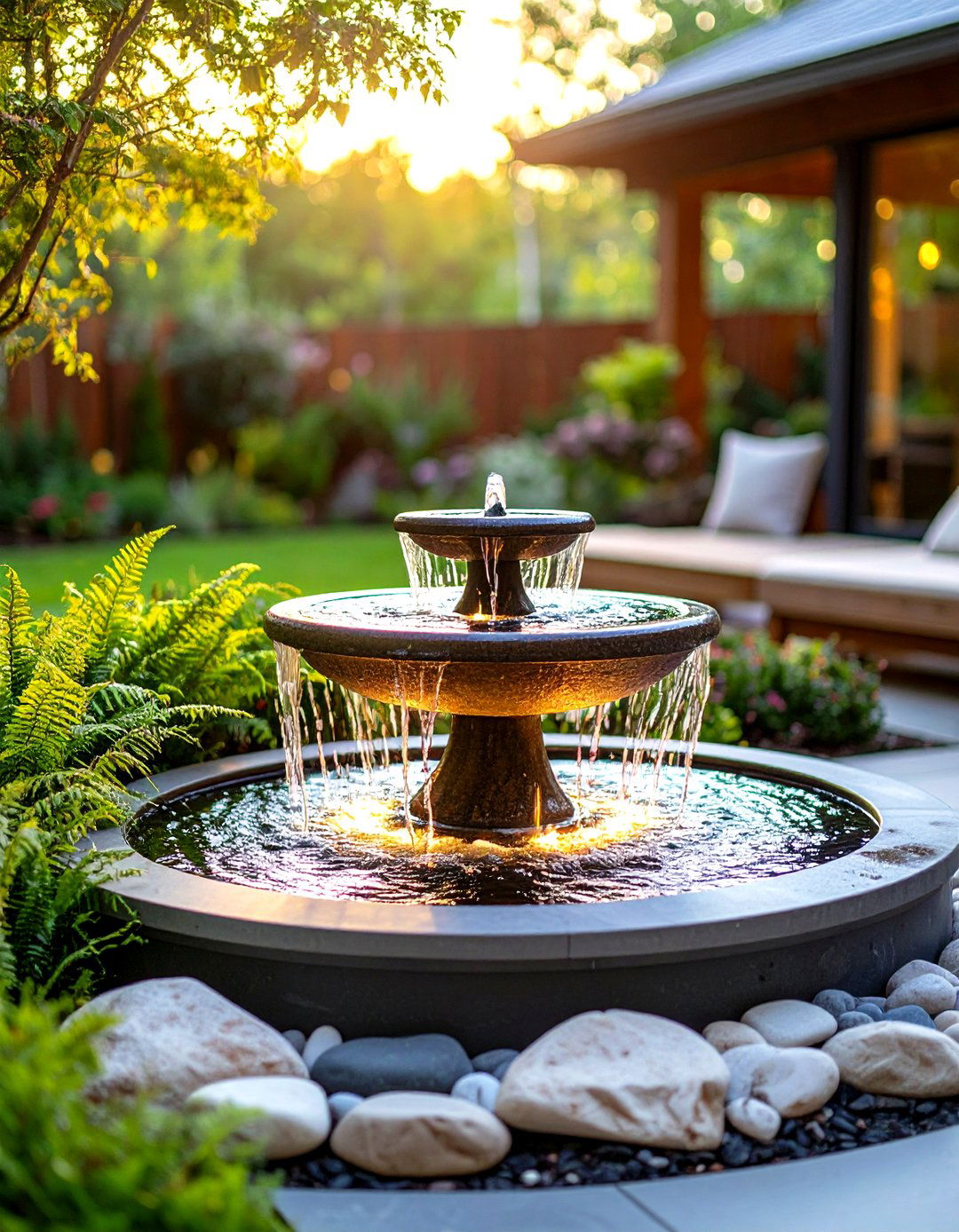 Tabletop Patio Fountain for Zen Vibes - 25 patio decor ideas