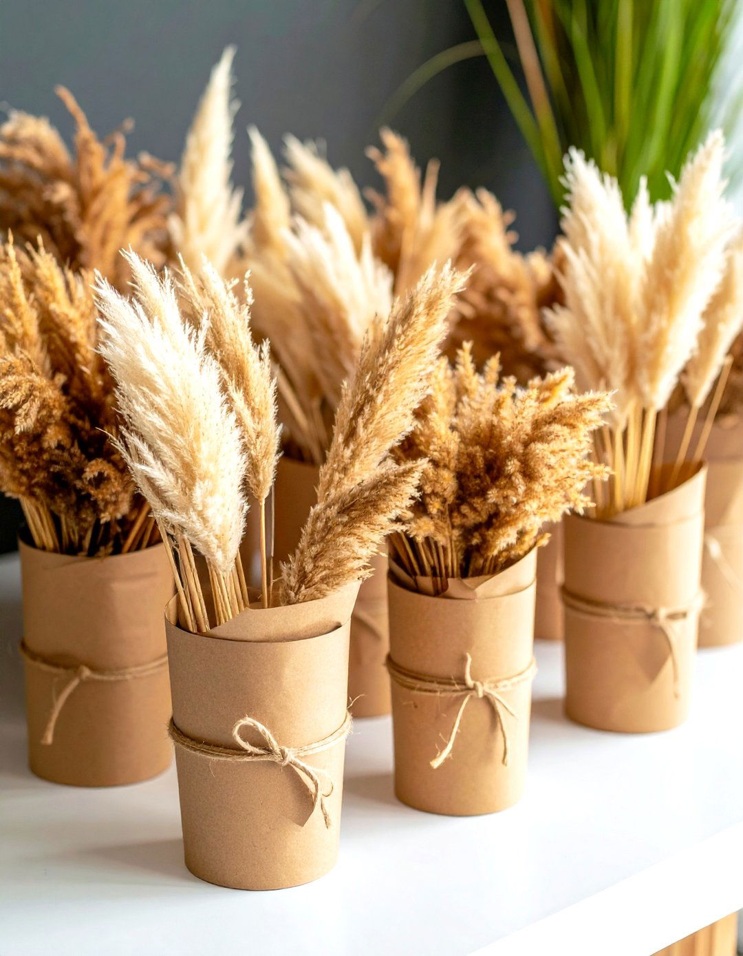 Take Home Mini Pampas Bundles - 25 pampas grass wedding decor ideas