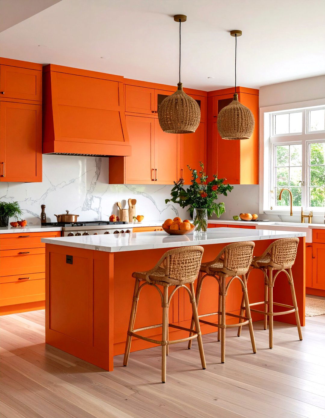 Tangerine Kitchen Island as a Statement - 25 orange room ideas