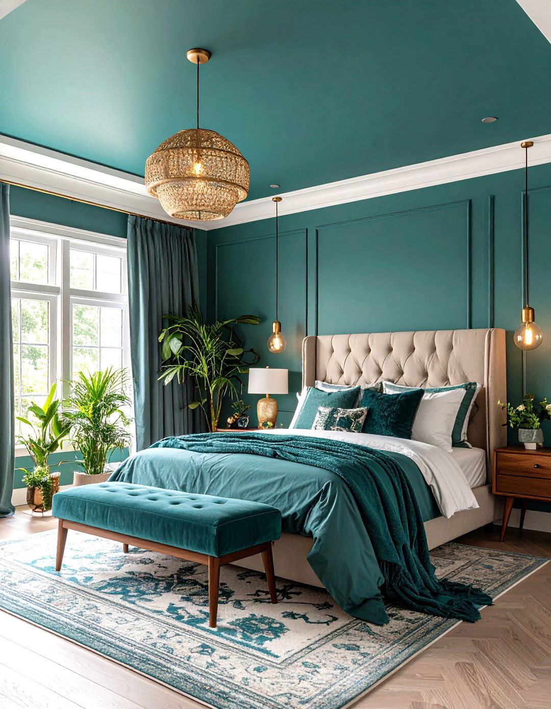 Teal Accent Ceiling Tops Off a s Bedroom - 25 60s bedroom ideas