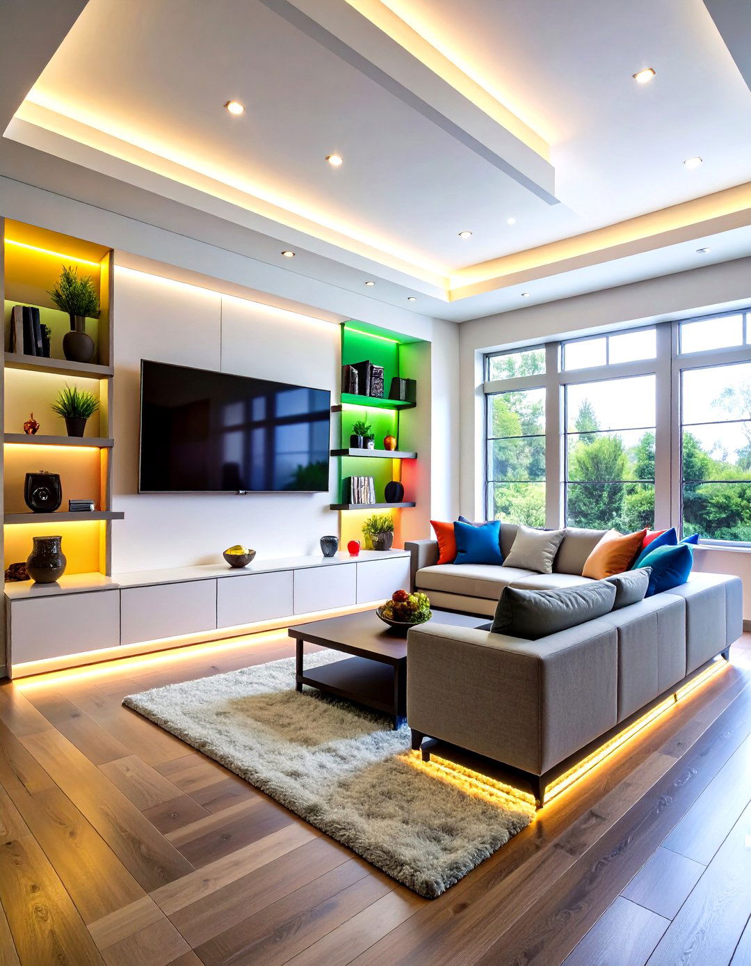 Team Color LED Strip Lighting That Celebrates Wins - 25 football room decor ideas