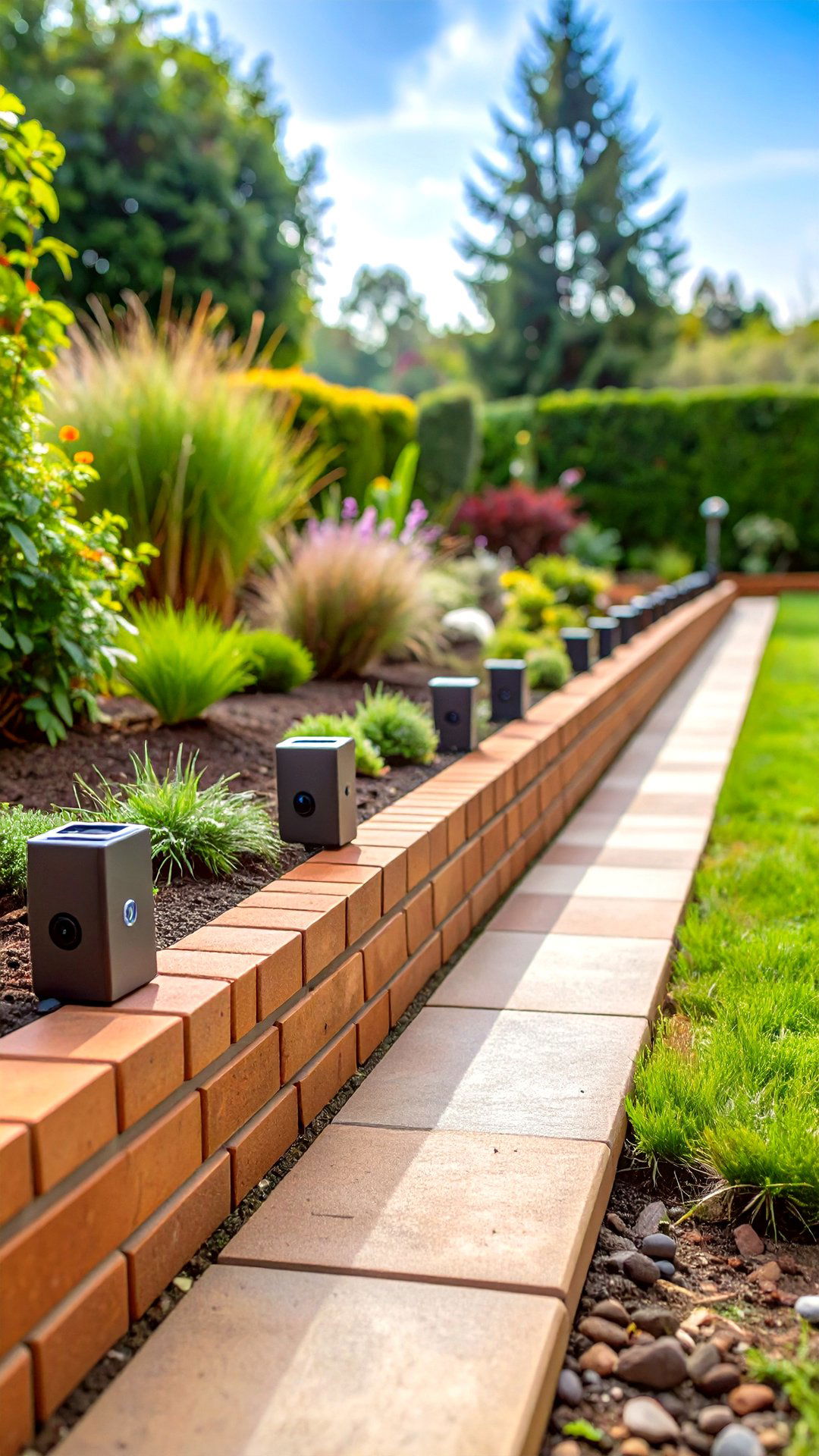 Tech Smart Brick Edging with Sensors - 25 brick edging ideas