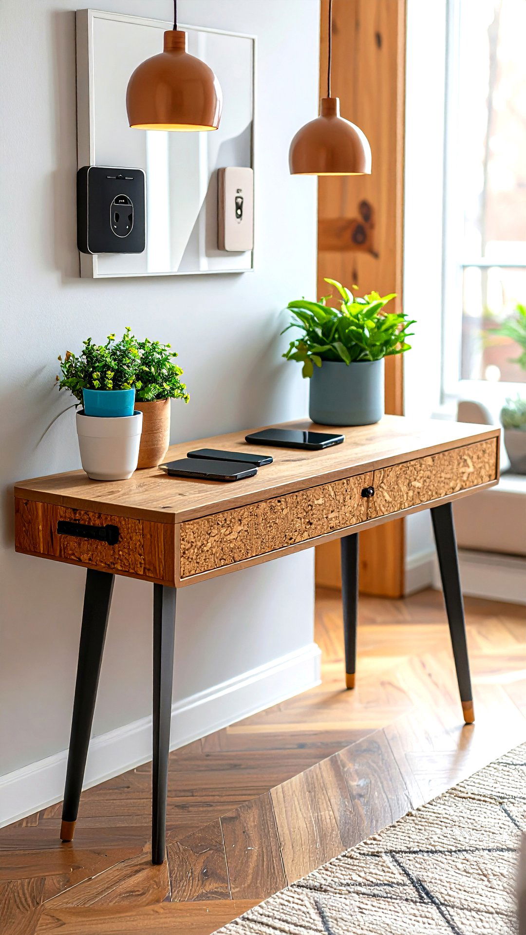 Tech Smart Console Table with Hidden Charging - 25 console table decor ideas