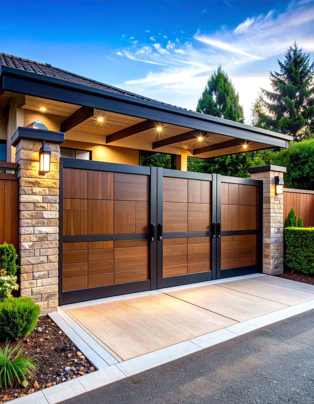 Telescopic Multi Panel Driveway Gate - 25 driveway gate ideas