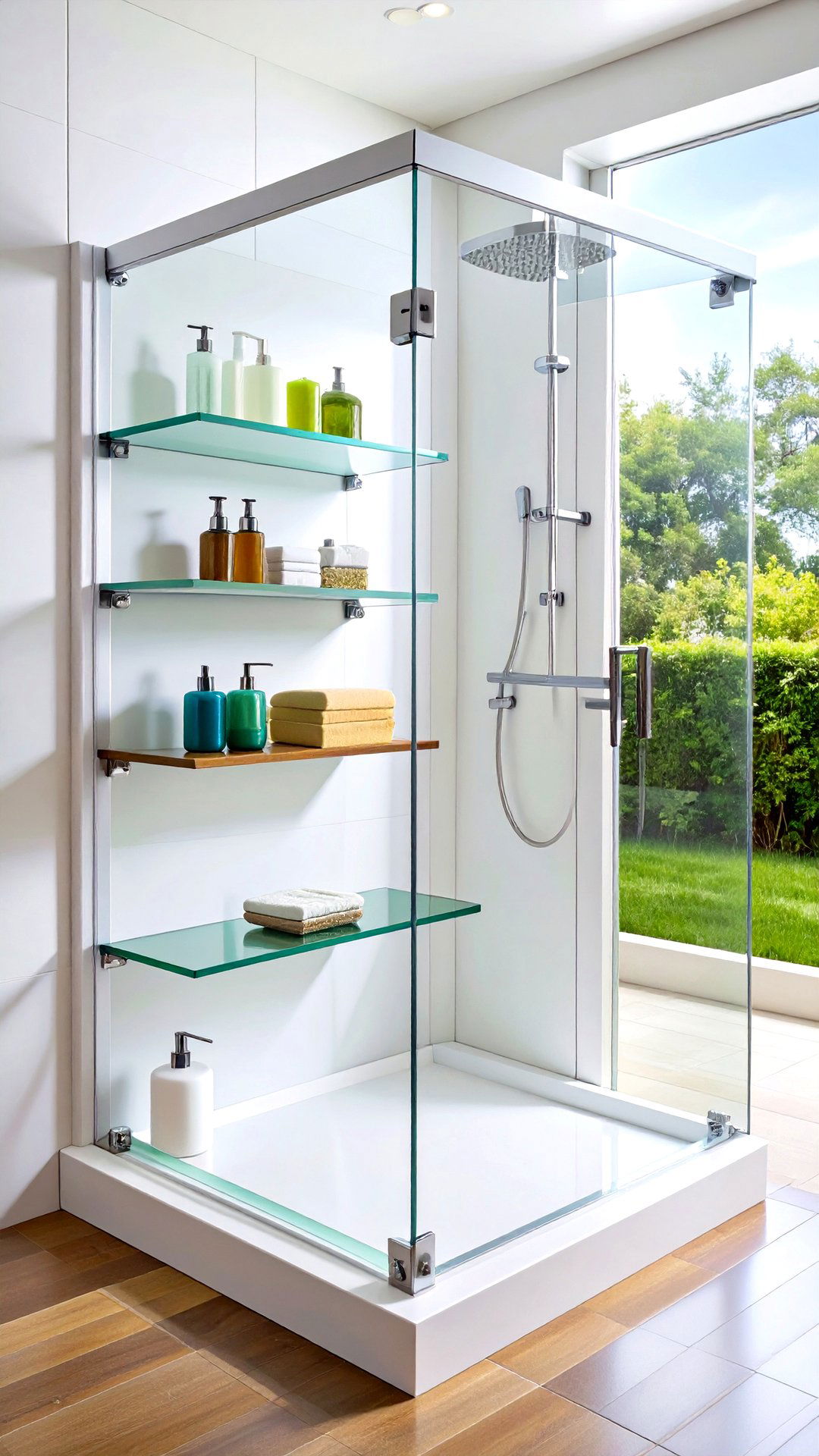 Tempered Glass Bathroom Corner Shelf for Spa Clarity - 25 corner shelf ideas