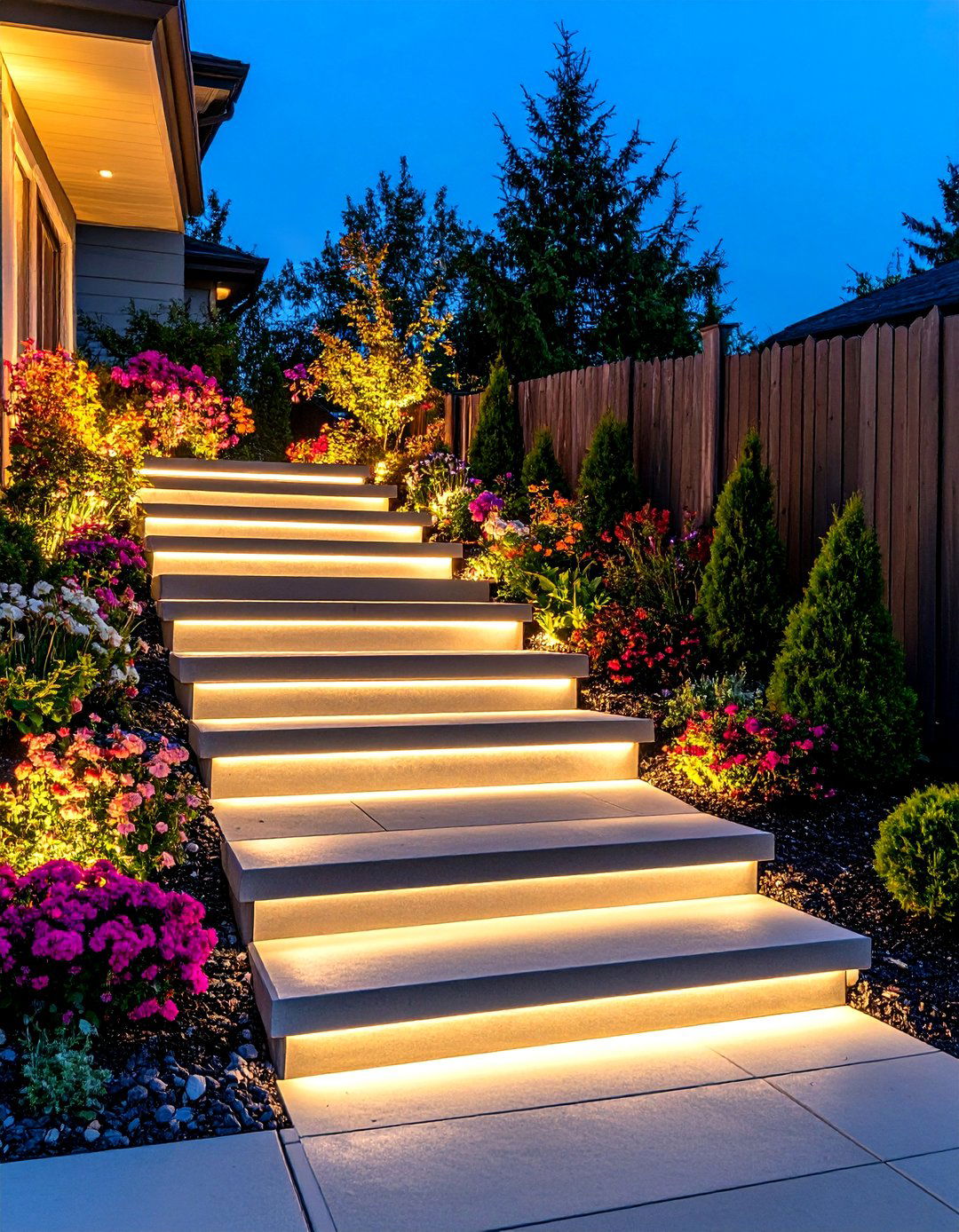 Terrace Step Fence Lighting for Multi Level Safety - 25 fence lighting ideas
