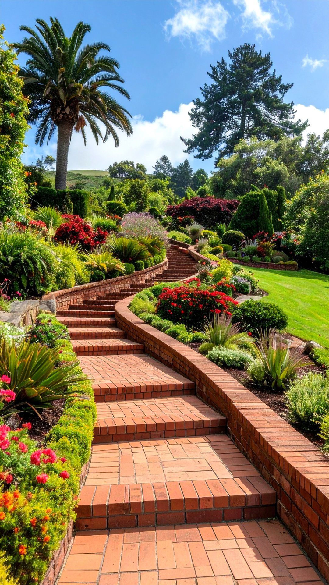 Terraced Brick Edging on Slopes - 25 brick edging ideas