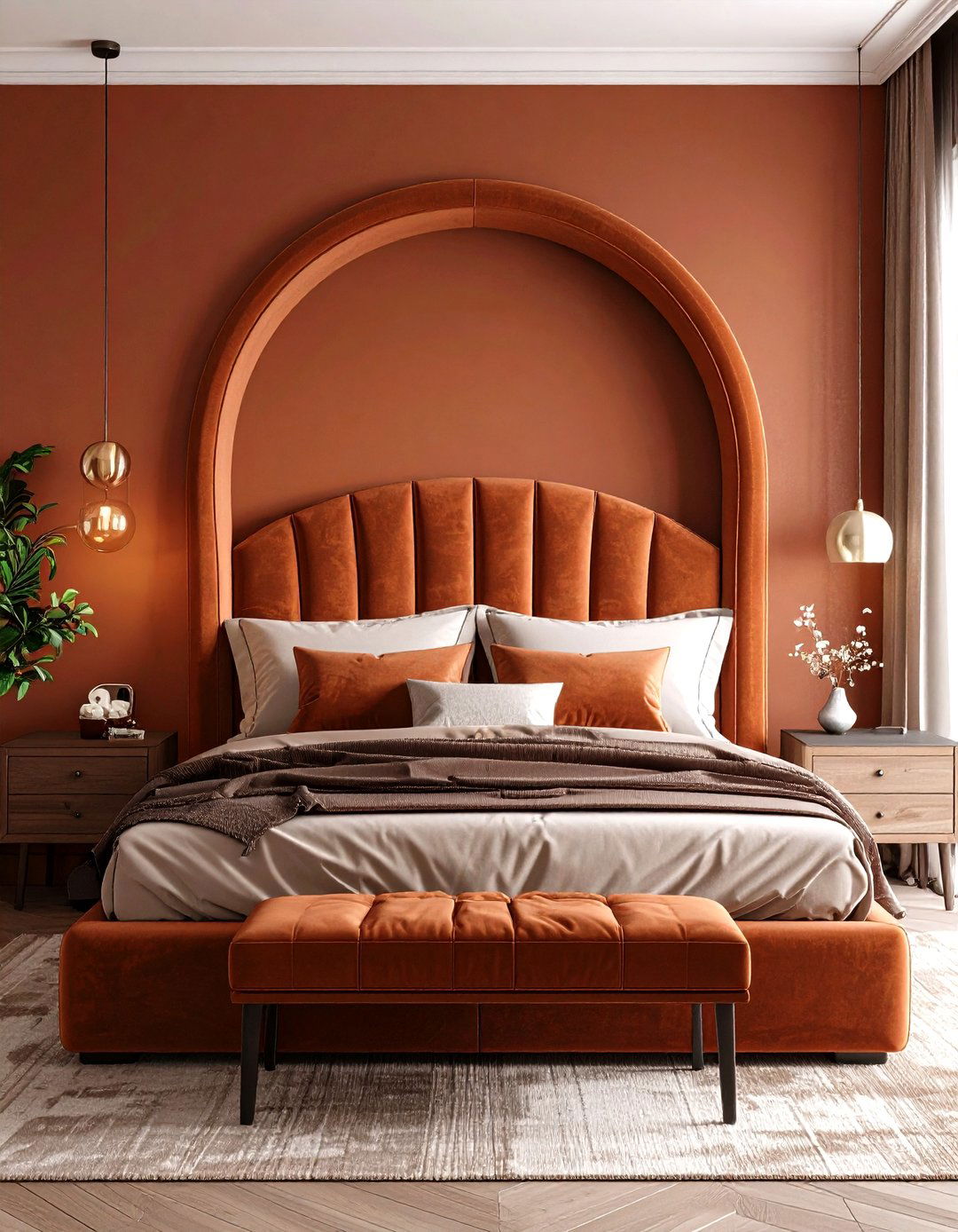 Terracotta Bedroom Headboards as Statement Pieces - 25 Terracotta Bedroom Ideas