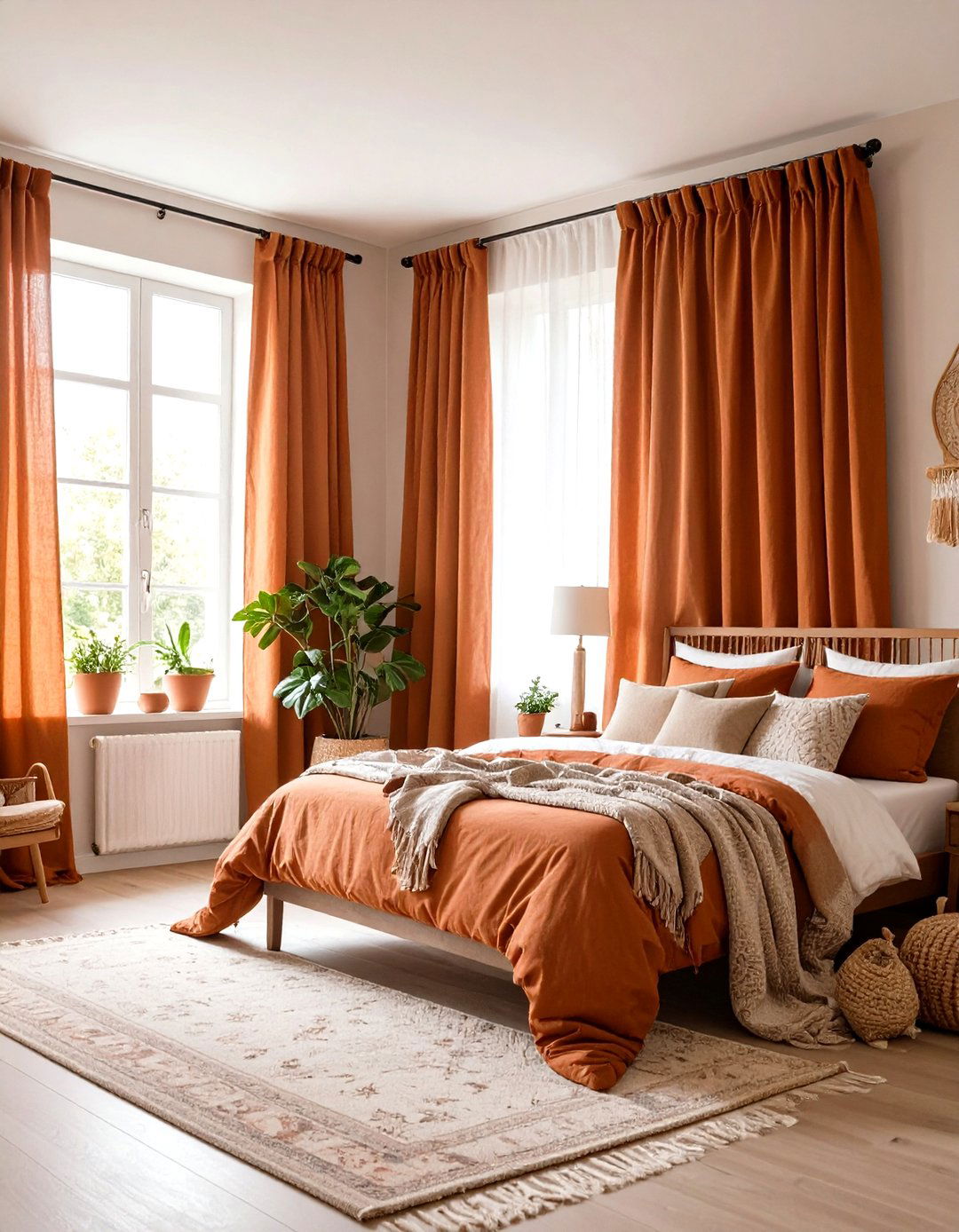 Terracotta Bedroom Window Treatments in Linen - 25 Terracotta Bedroom Ideas