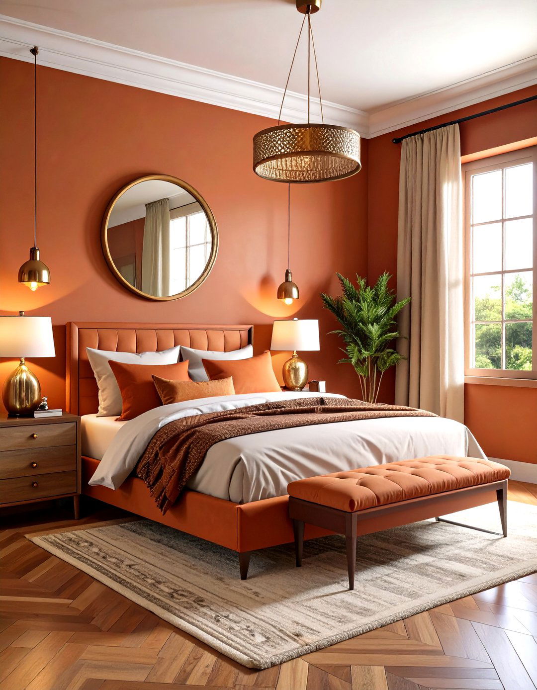Terracotta Bedroom and Metallic Accents - 25 Terracotta Bedroom Ideas