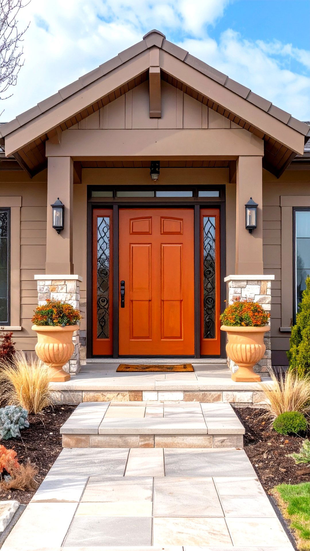 Terracotta Front Door Embraces Earthy Brown House Palette - 25 brown house front door colors