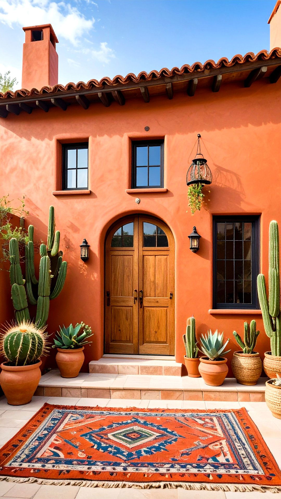 Terracotta Wall Wash Grounds the Boho House Exterior - 25 boho house exterior ideas