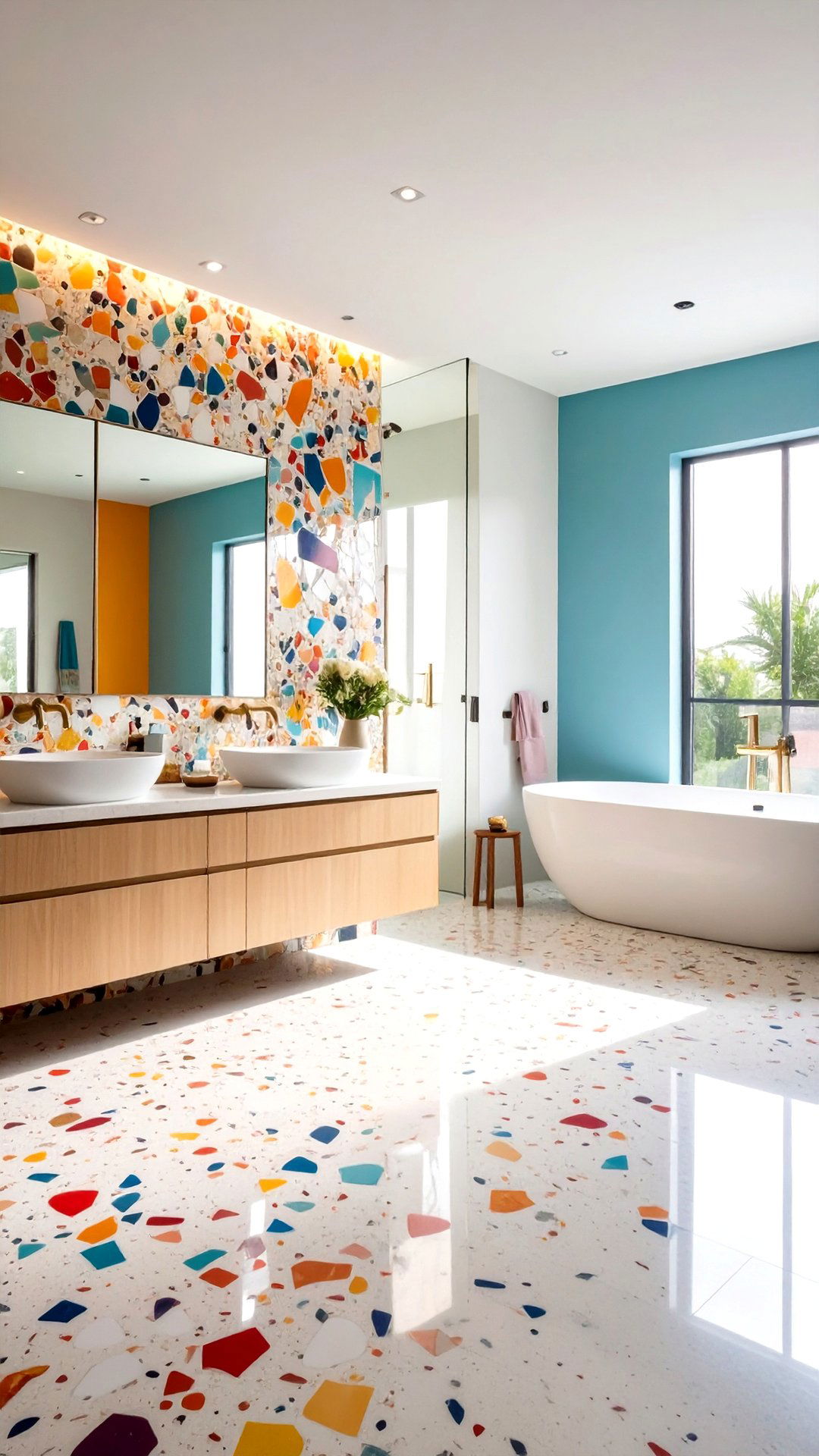 Terrazzo Bathroom Accent Walls - 25 aesthetic bathroom ideas