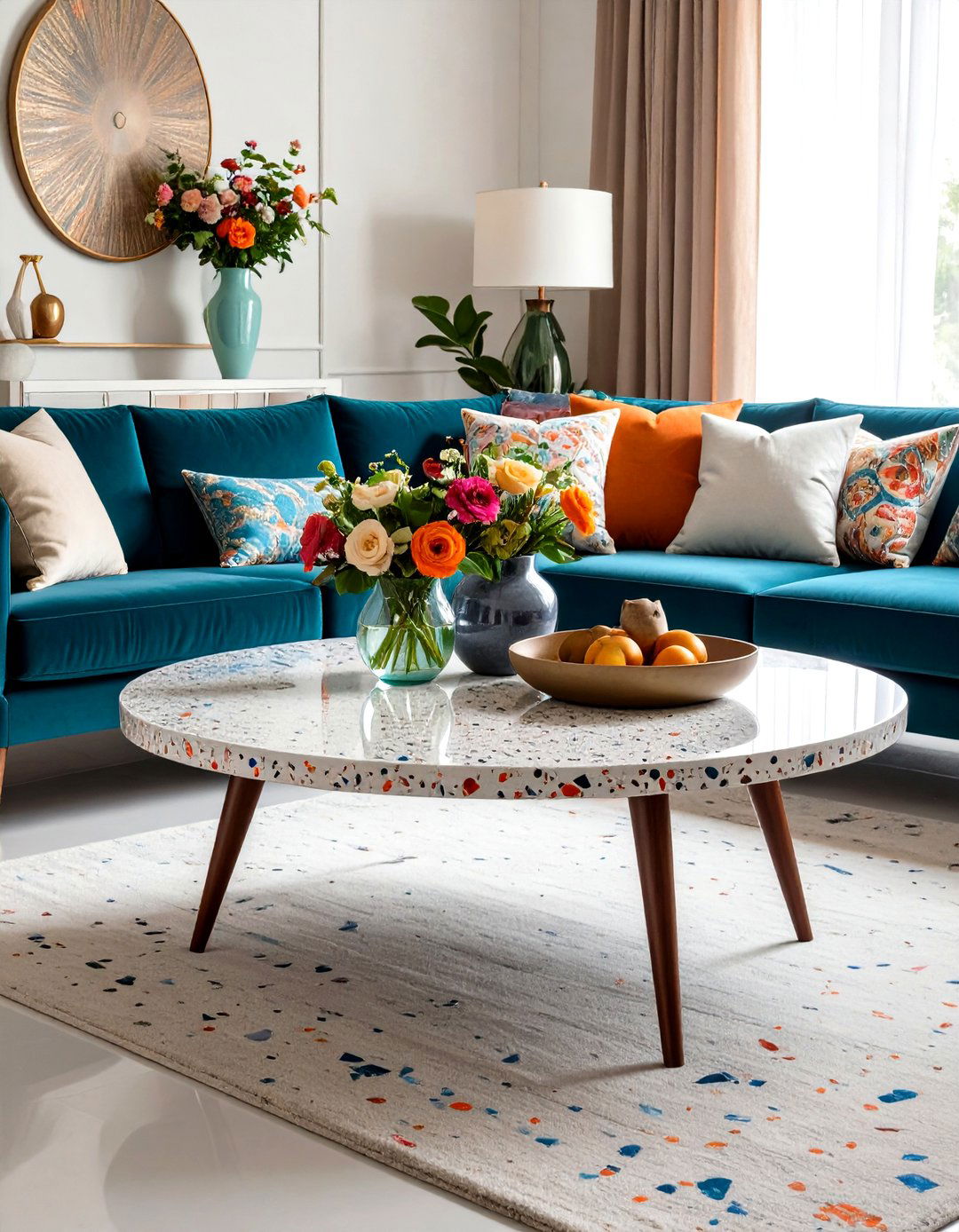Terrazzo Coffee Tables Popping in a s Living Room - 25 70s living room ideas
