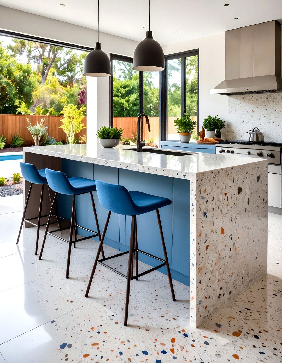 Terrazzo Countertop Blending Stone Chips - 25 outdoor kitchen countertop ideas
