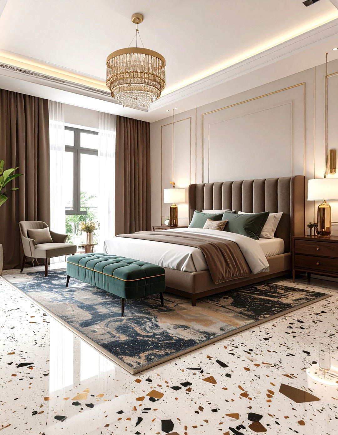Terrazzo Flooring for an Unexpected Art Deco Bedroom Accent - 25 art deco bedroom ideas