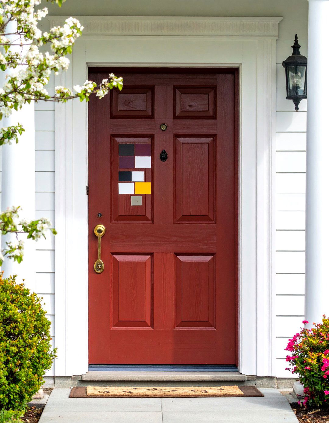 Testing Samples for Perfect Dark Red Front Door Shade - 25 dark red front door ideas