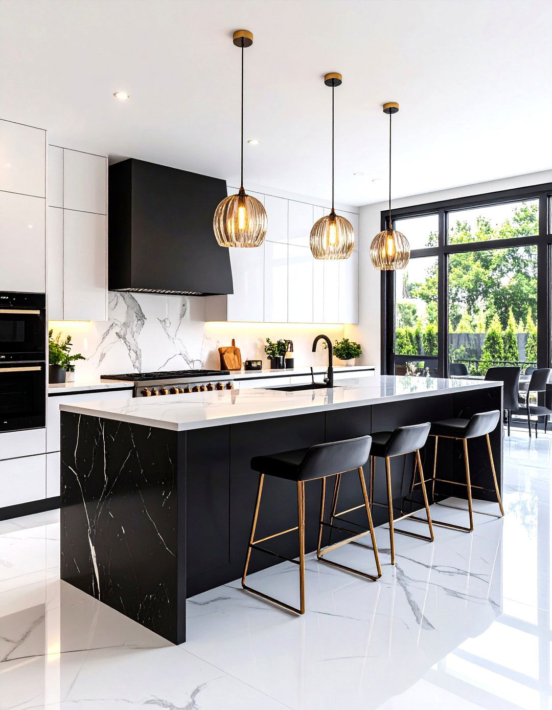 Texture Play with Gloss and Matte Finishes - 25 black and white kitchen ideas