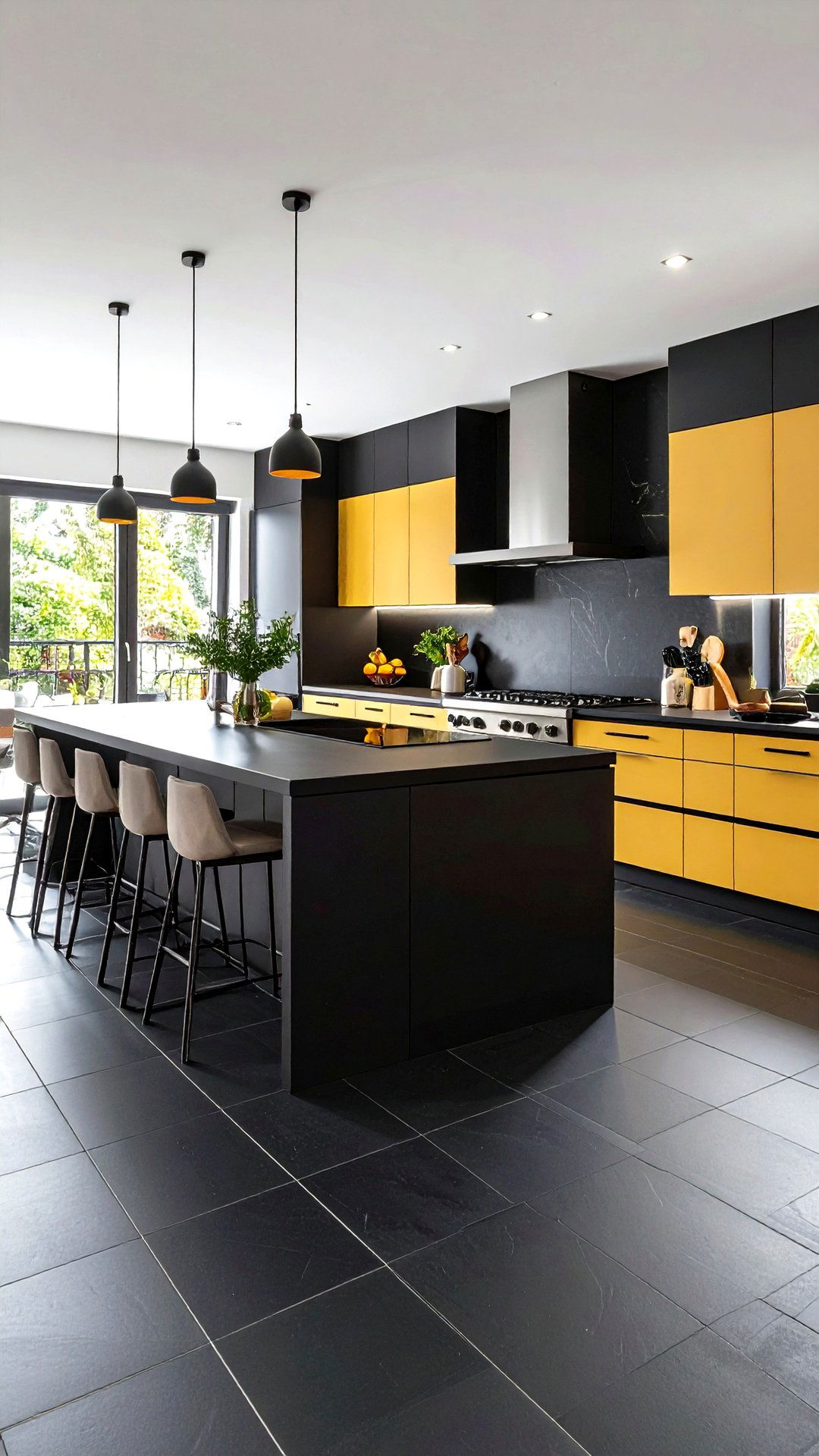 Textured Anti Slip Ceramic - 25 black floor kitchen ideas