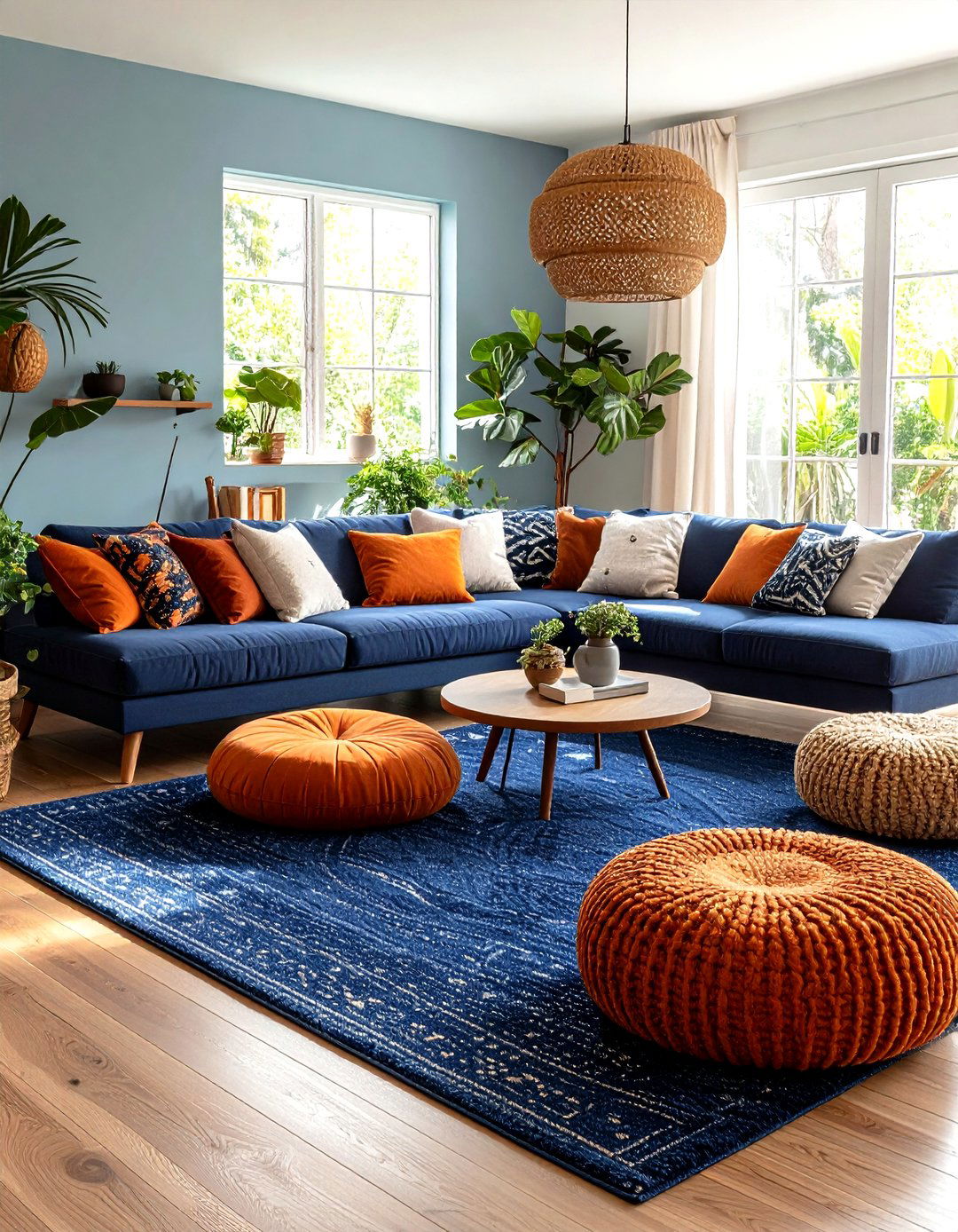 Think About Furry Friends - 25 orange and blue living room ideas