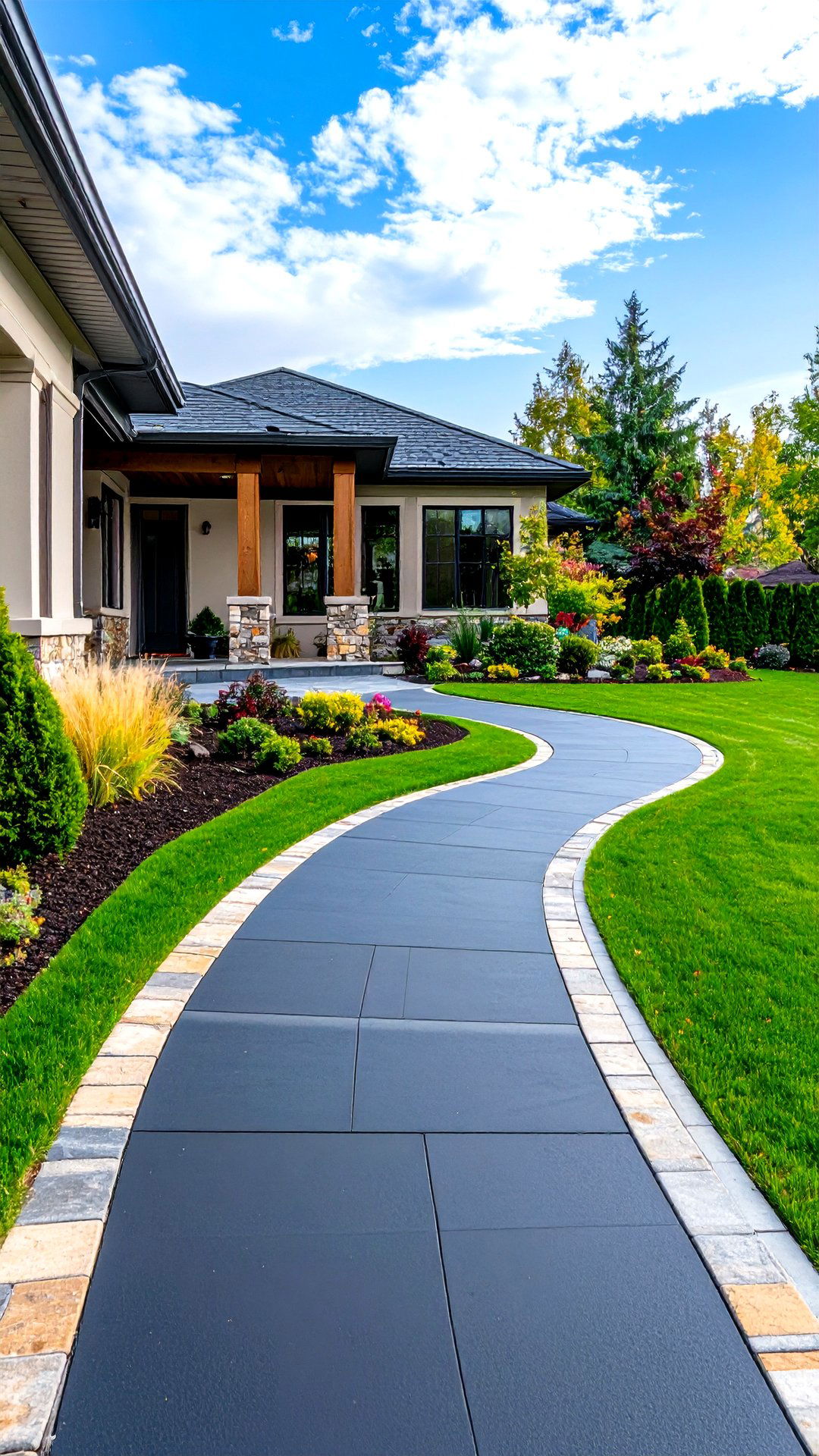 Threshold Aligned Asphalt Walkway Joining Patio Spaces - 25 asphalt walkway ideas