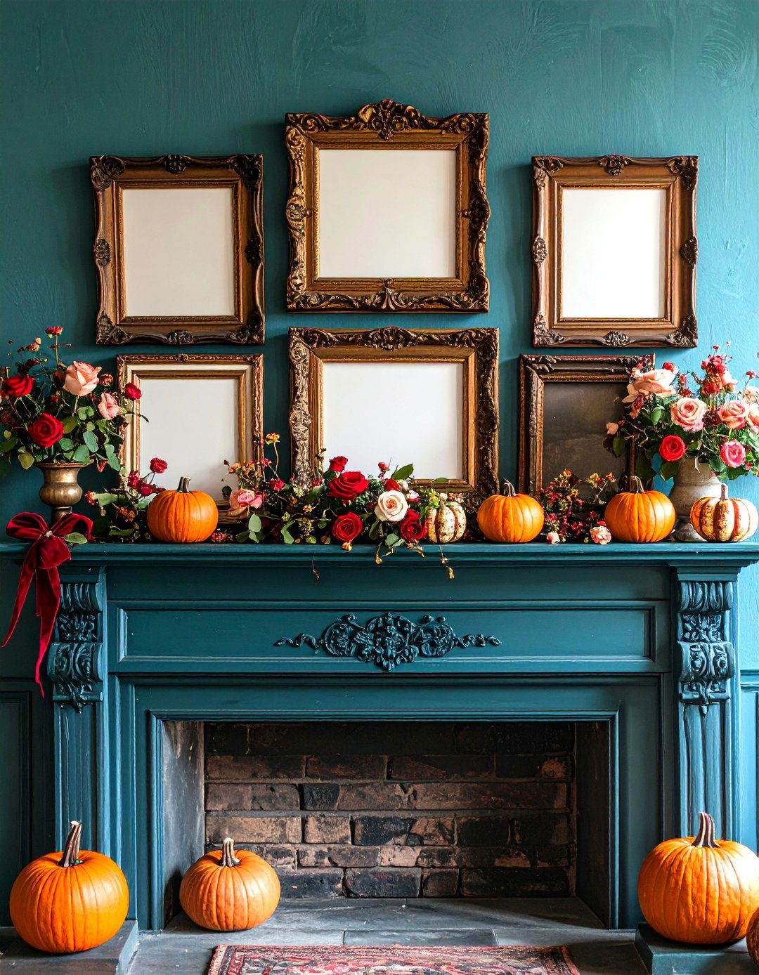 Thrifted Vintage Frames Mantel - 25 fall mantel decor ideas