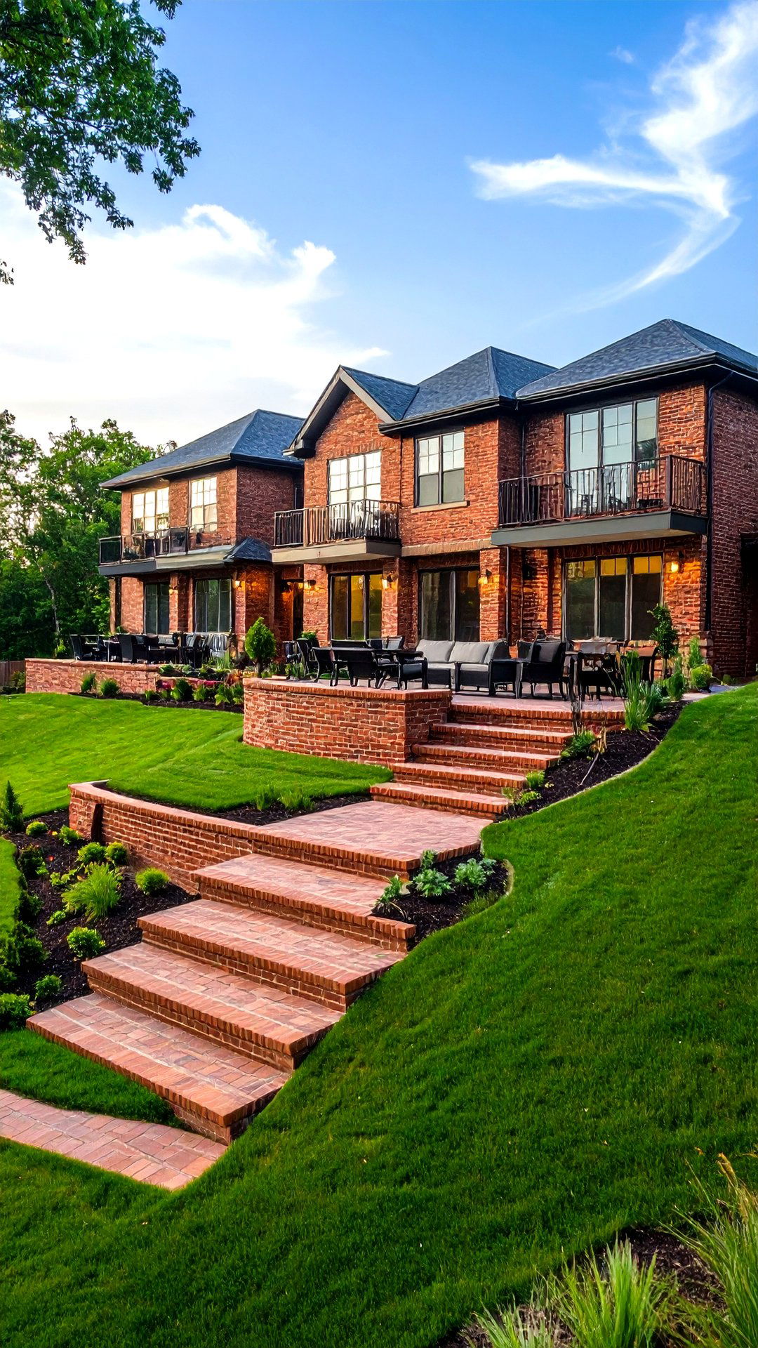 Tiered Brick Terraces on Sloped Lots - 25 brick patio ideas