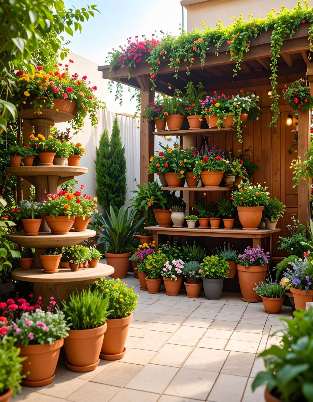Tiered Planter Courtyard for Height Play - 25 courtyard ideas