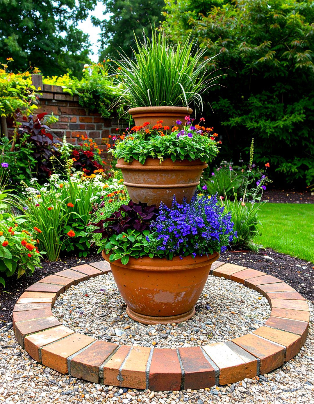 Tiered Urn Planter Garden Focal Point - 25 Garden Focal Point Ideas