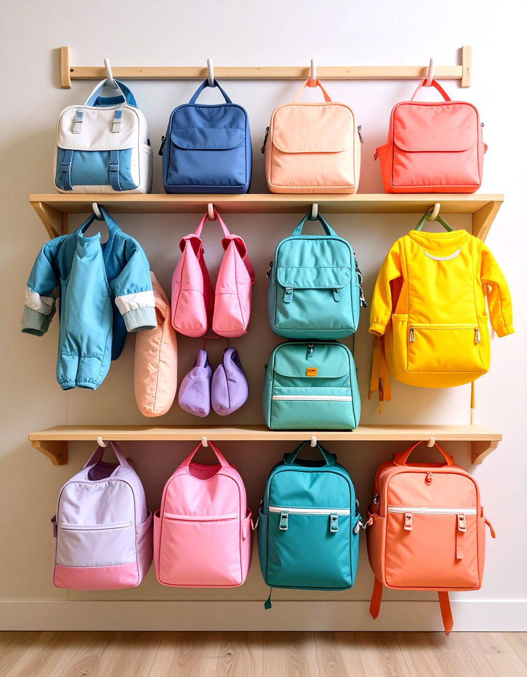 Tiered Wall Hook Rail - 25 nursery storage ideas