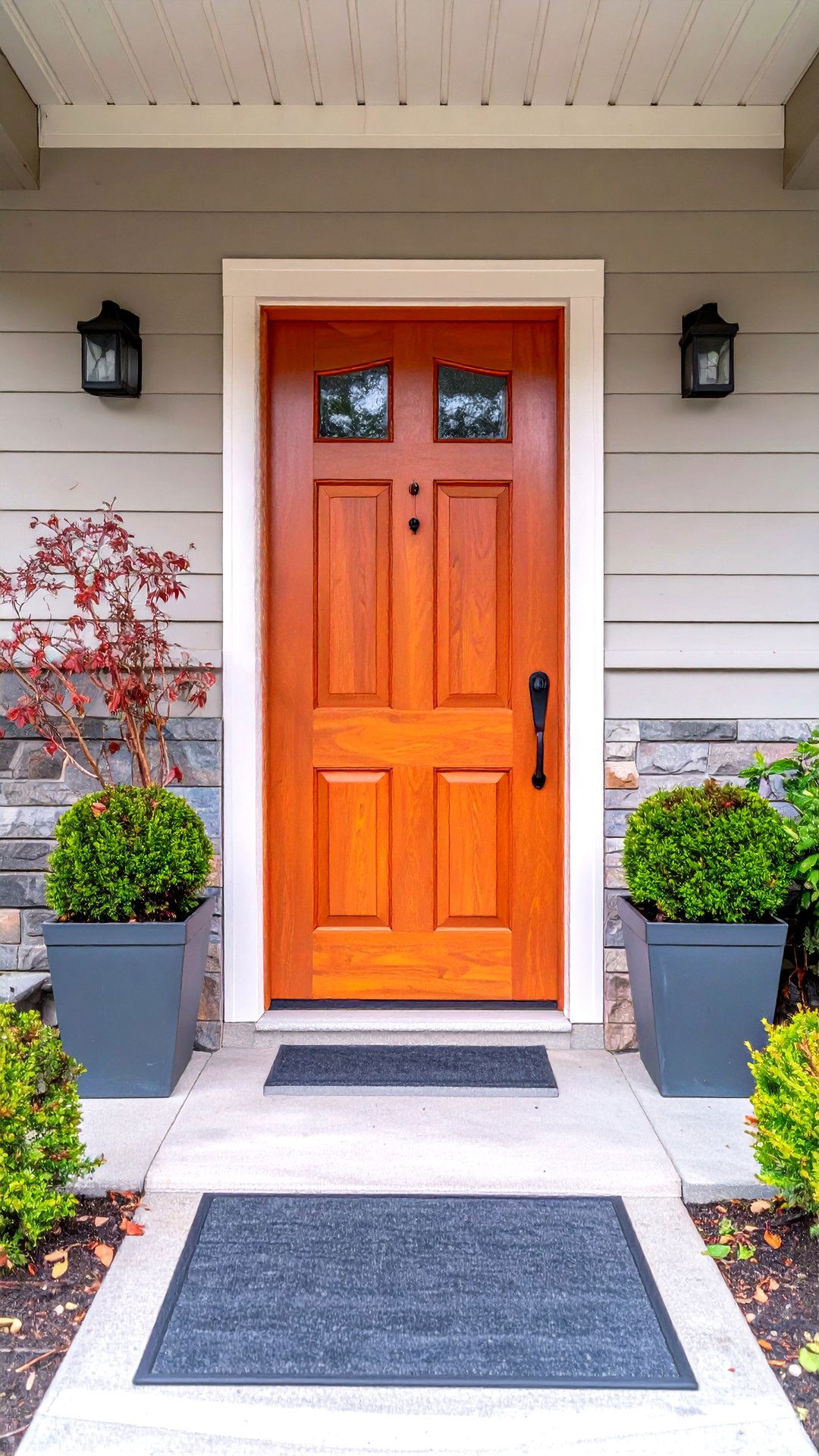 Tiki Torch Burnt Orange Cedar Front Door - 25 cedar front door colors ideas