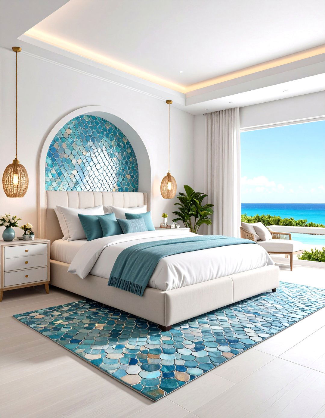 Tile a Tidal Inspired Accent Niche - 25 ocean-themed bedroom ideas