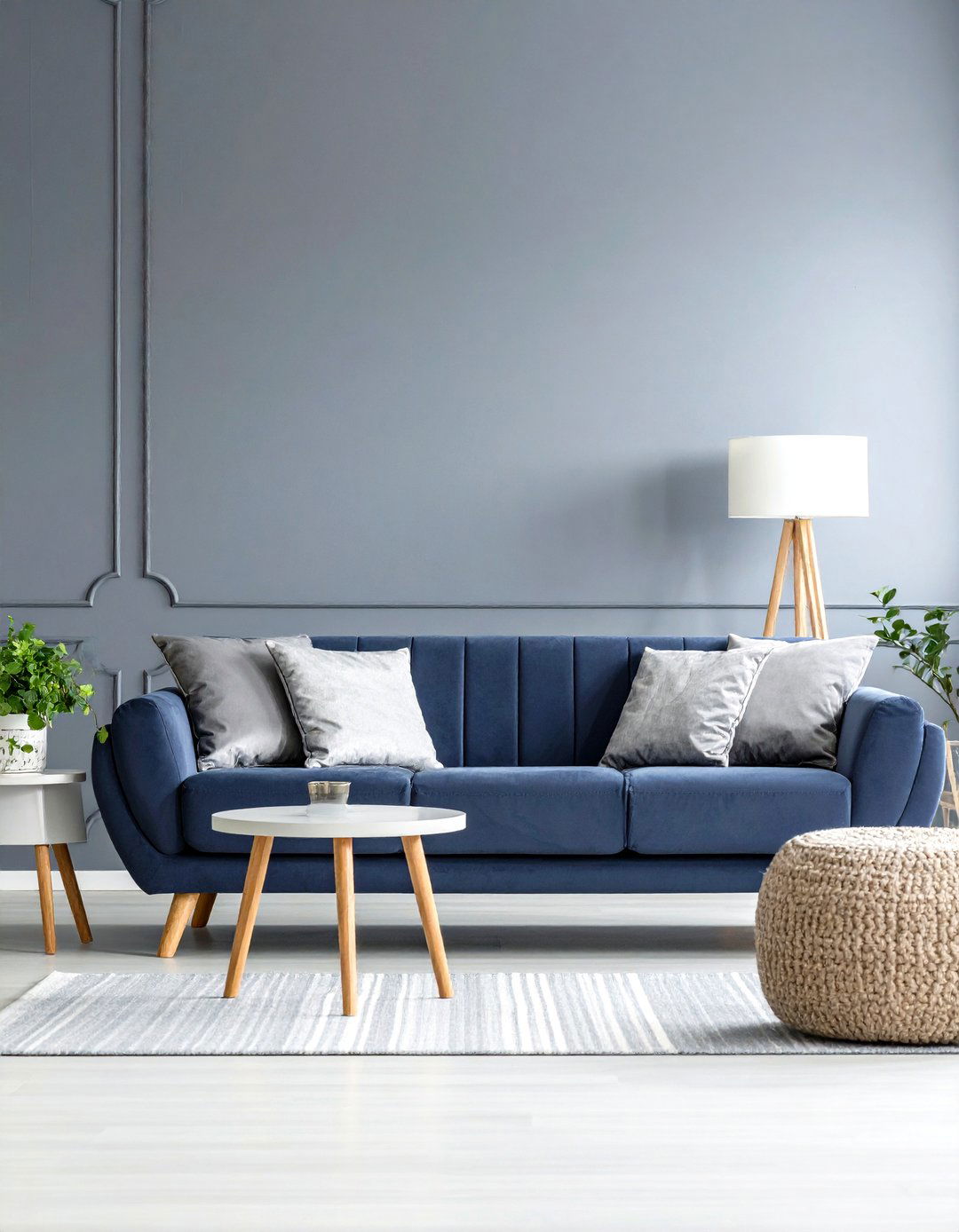 Tone on Tone Monochrome Layer Every Shade - 25 navy blue and grey living room ideas