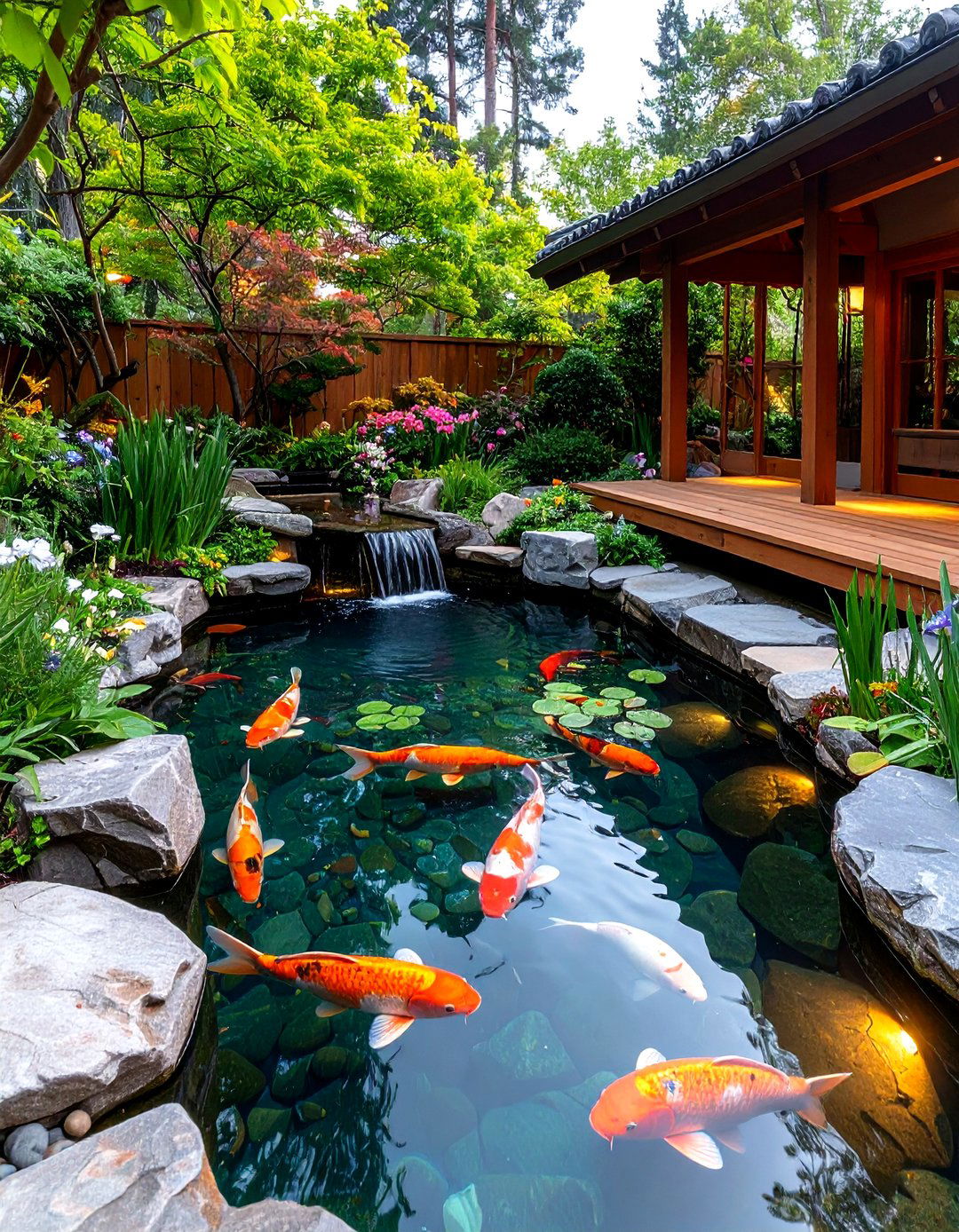 Tranquil Koi Pond as a Living Centerpiece - 25 asian landscaping ideas