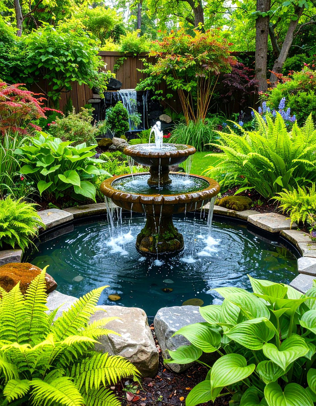 Tranquil Water Feature Outdoor Living Space - 25 outdoor living space ideas