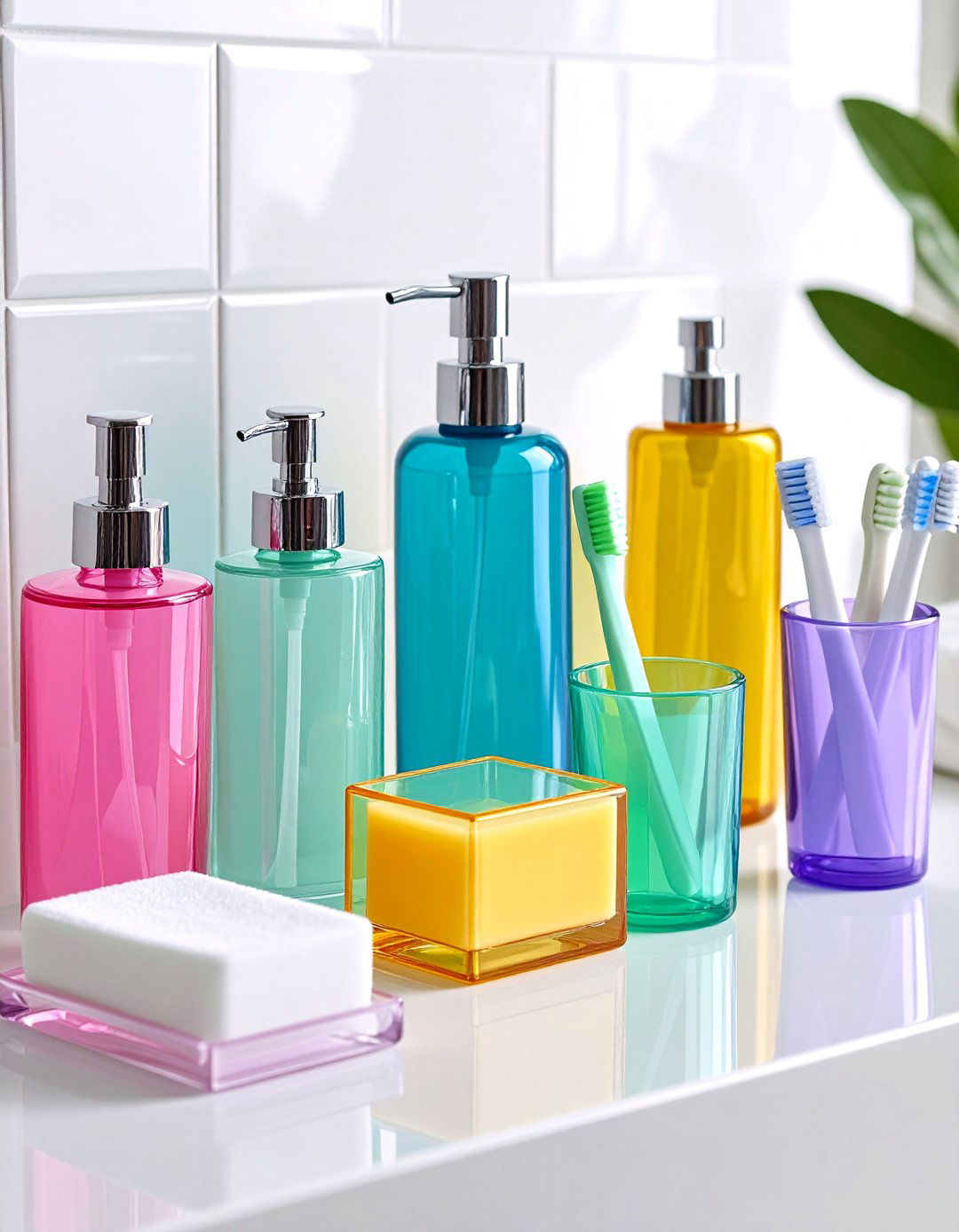 Transparent Acrylic Accessories Lighten Visual Load - 25 apartment bathroom ideas