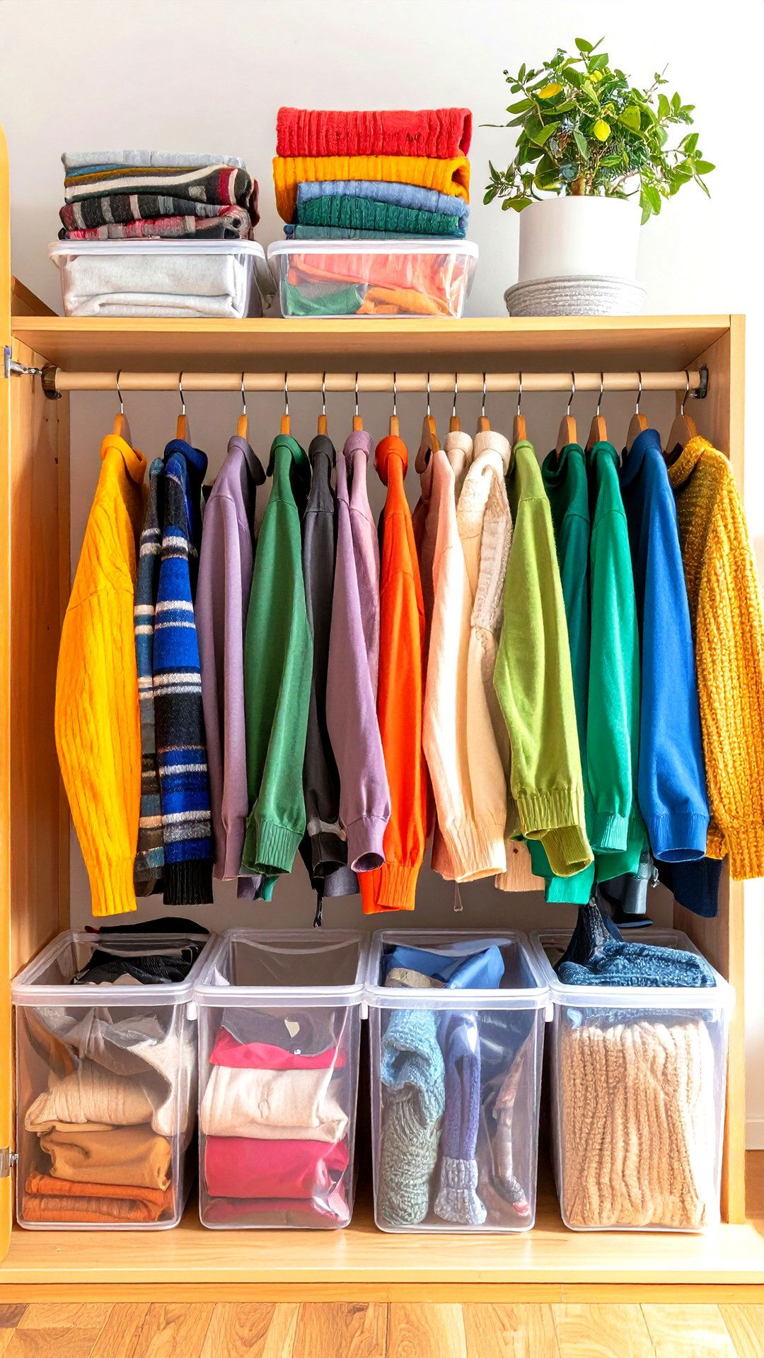 Transparent Hanging Sweater Bags for Gentle Clothes Storage - 25 clothes storage ideas